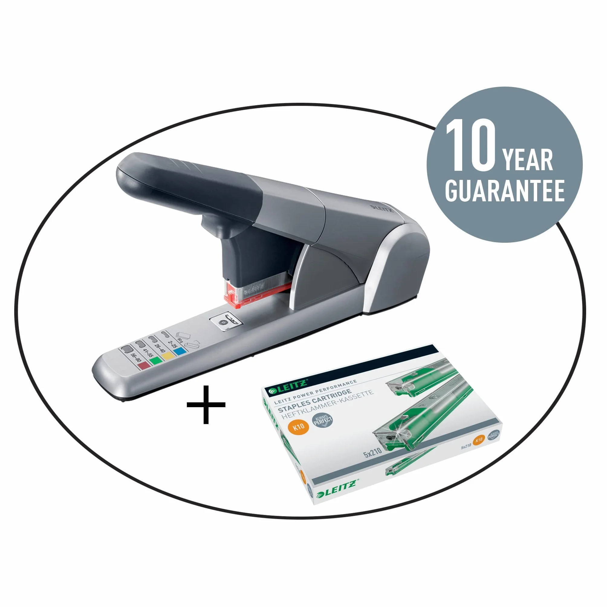 Leitz Power Performance Heavy-Duty kasety ze zszywkami K10, ocynkowane, pudełko z 5 kasetami, 5 x 210 zszywek, 55930000
