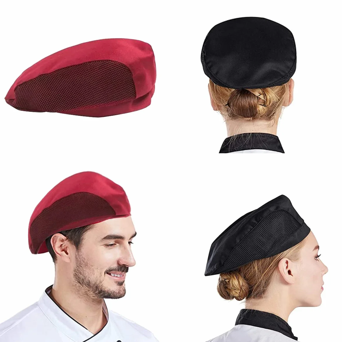 5 sztuk czapka kucharska kapelusz unisex czapka nakrycie głowy kuchnia siateczka oddychająca odzież robocza szefa kuchni restauracja catering