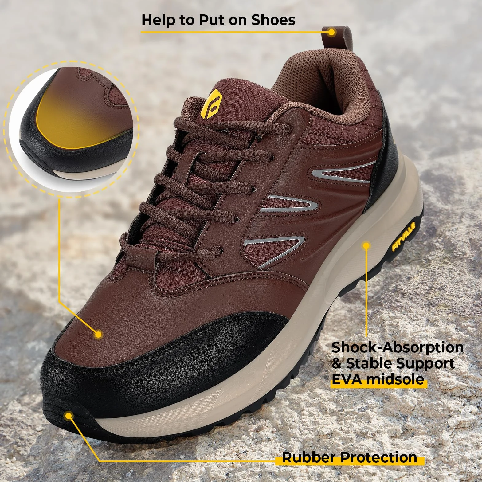 FitVille Extra szerokie buty turystyczne męskie wodoodporne półbuty turystyczne antypoślizgowe buty trekkingowe na każdą pogodę buty outdoorowe ze wsparciem łuku stopy