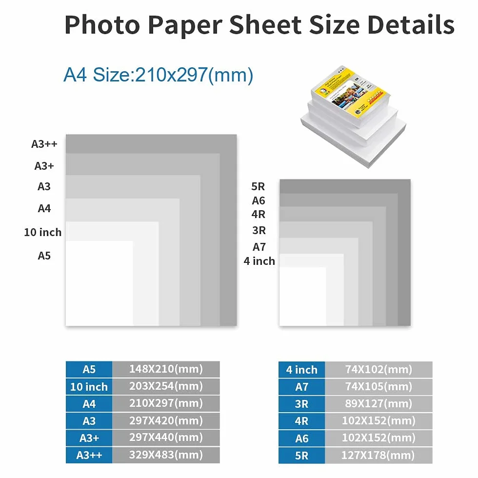 MR.R 300 gsm / m2 A4X100 Arkusze papieru fotograficznego Podwójnie matowy papier fotograficzny Natychmiastowe wysychanie Wodoodporny Jasny biały do drukarek atramentowych