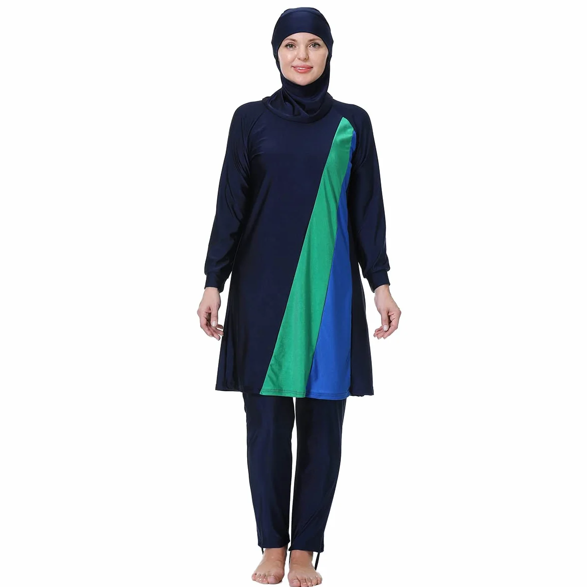 3XL-8XL muzułmańskie damskie długie rękawy skromne Burkinis trzyczęściowe stroje kąpielowe