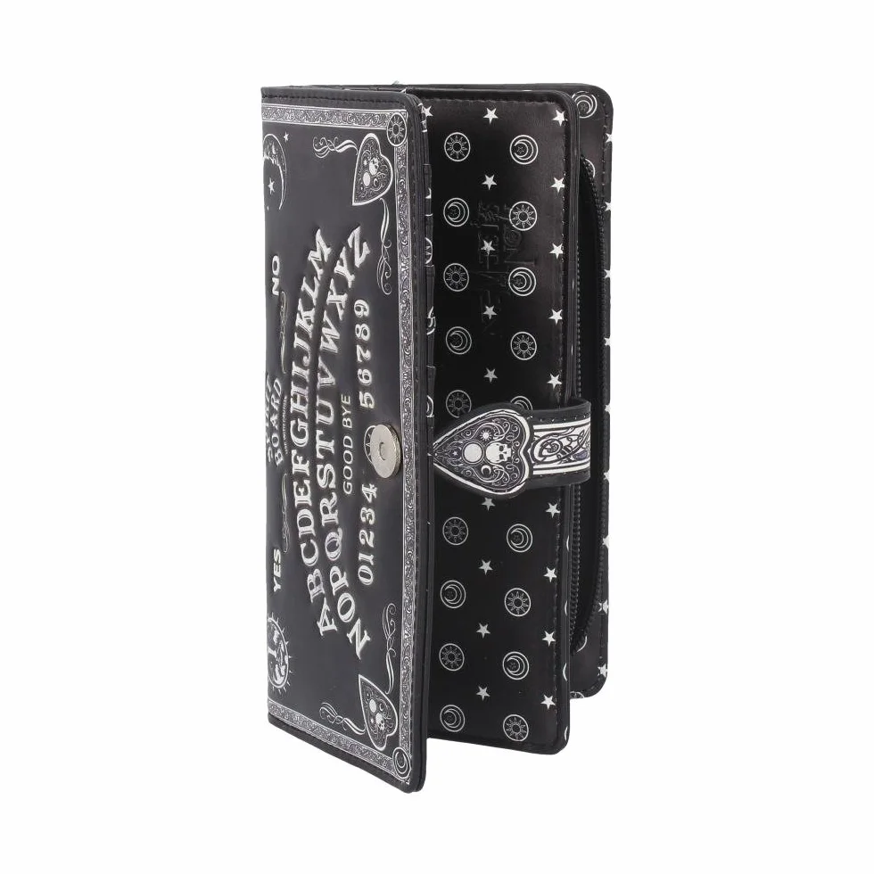 Nemesis Now Spirit Board Tłoczona torebka Ouija 19 cm, skóra PU, czarny, klasyczny czarno-biały wzór tablicy spirytusowej, magiczny i stylowy, piękne tłoczone detale