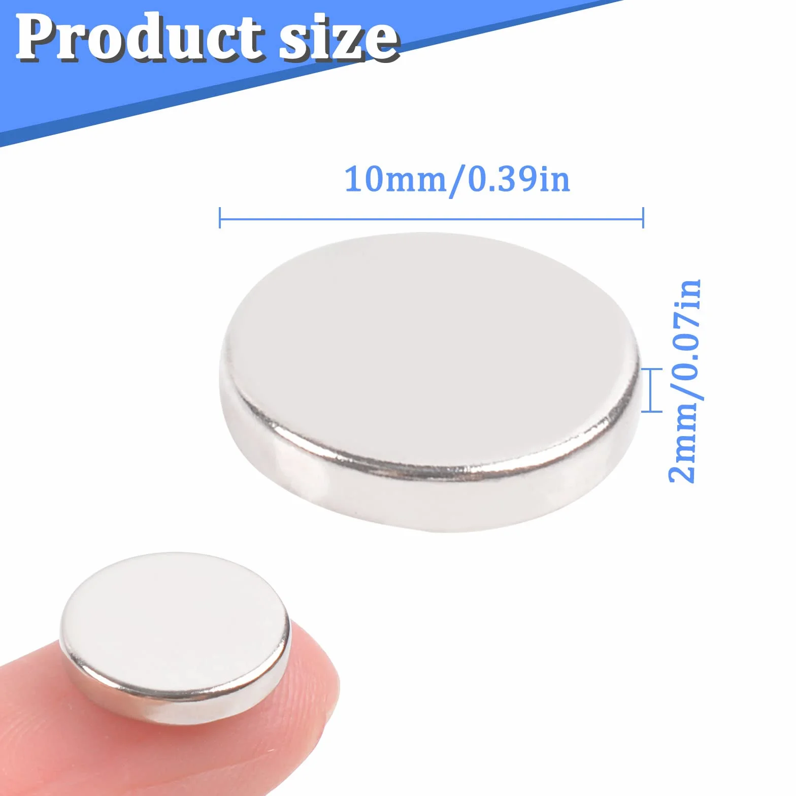 Magnesy neodymowe 10 x 2 mm, mocne, okrągłe, do przypinania, tablicy magnetycznej, na lodówkę, tablicę suchościeralną, rękodzieło, zdjęcia, bardzo mocne, 52 sztuki
