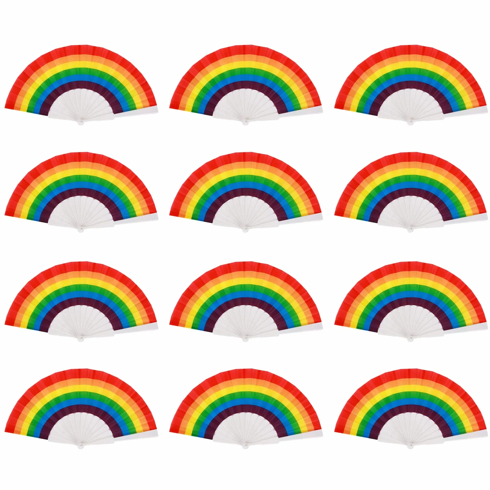 12 sztuk składanych wachlarzy ręcznych, tęczowe wachlarze do tańca, dekoracja na lato, tęczowe wachlarze, dekoracje, wachlarze składane, dla homoseksualistów, duma ręczna, składany wachlarz LGBTQ, akcesoria miesiące