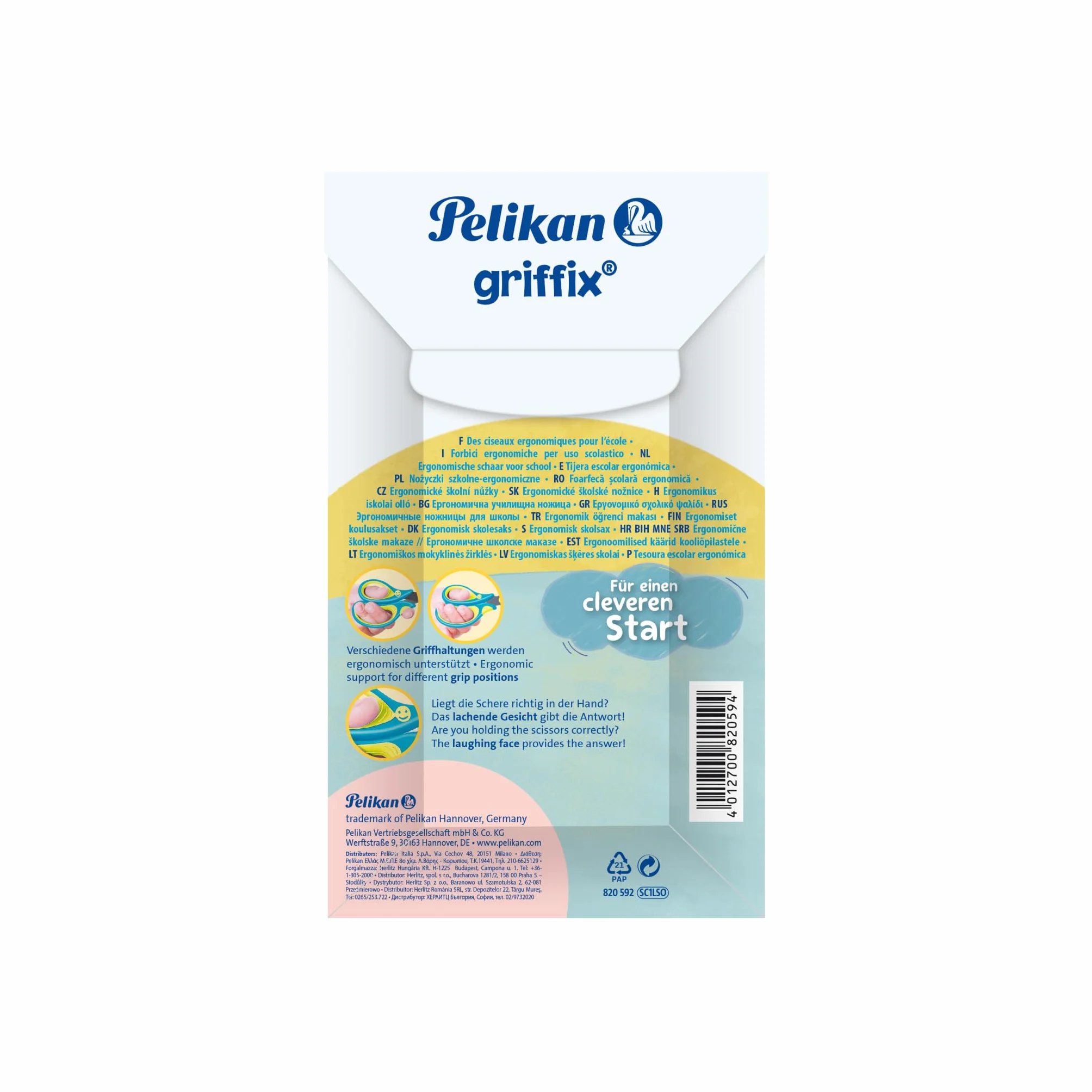 Pelikan 00820592 griffix nożyczki szkolne, dla leworęcznych, NeonFreshBlue, 1 sztuka