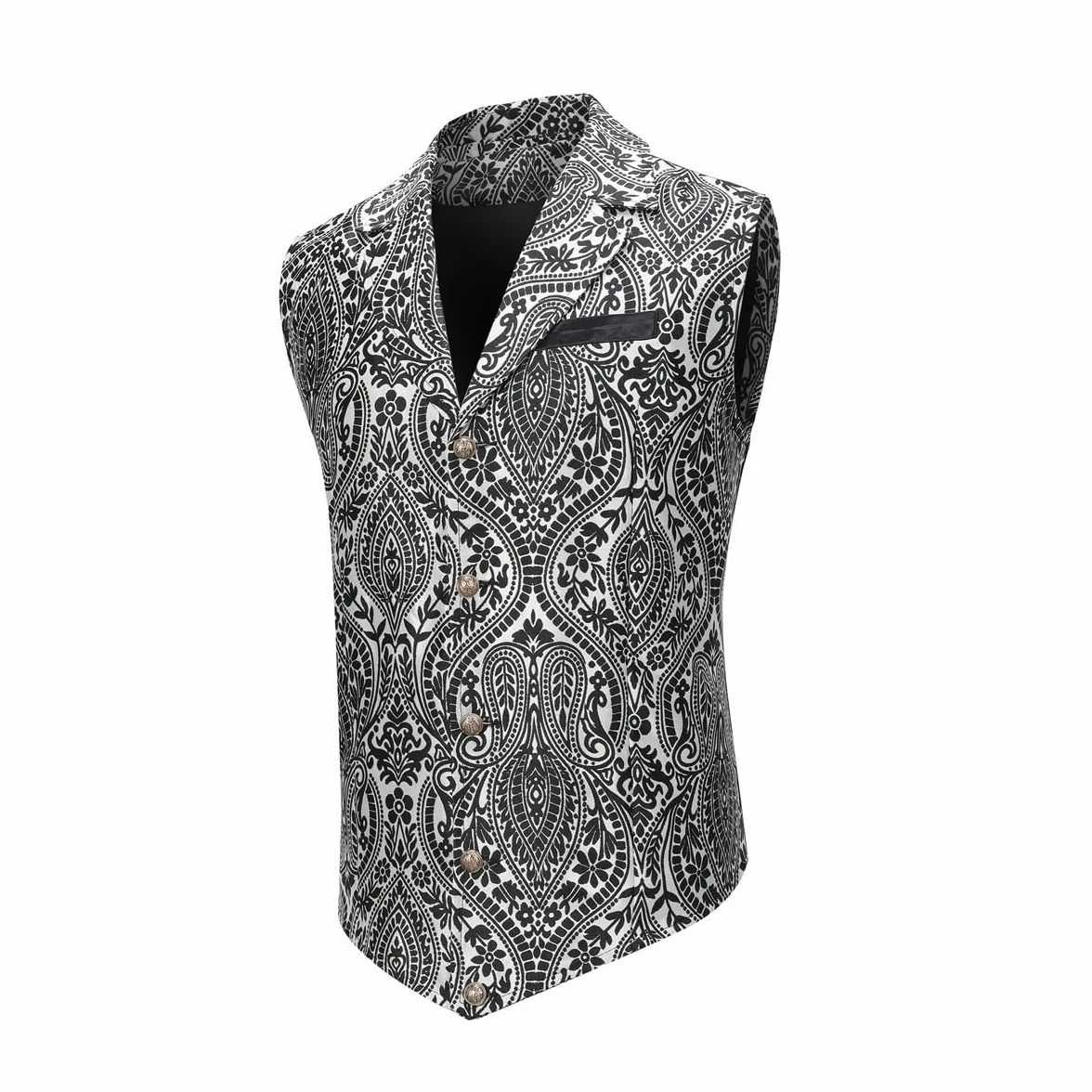 Allthemen Męska kamizelka paisley steampunkowa gotycka kamizelka jednorzędowa wesele klapa kamizelka garnitur