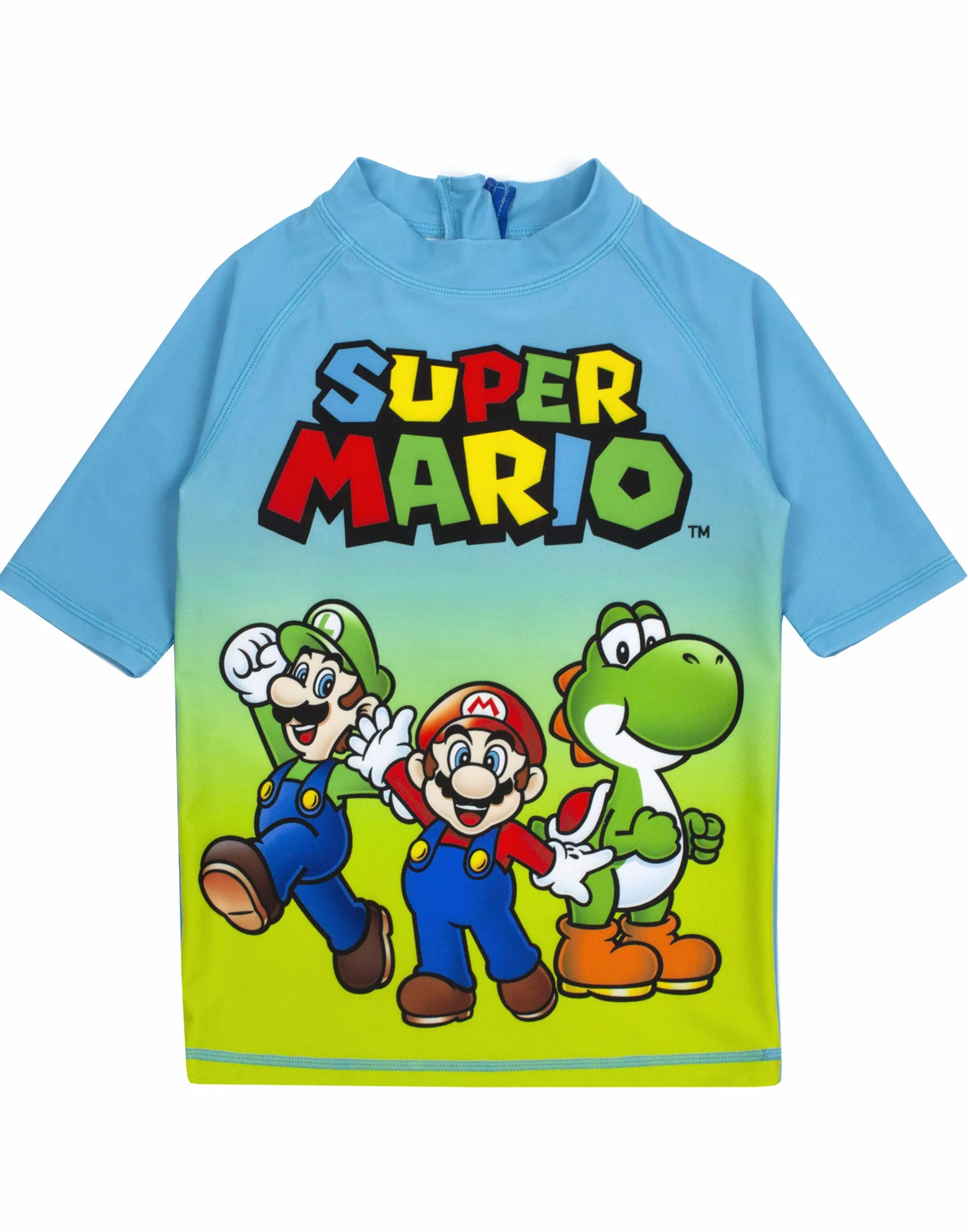Super Mario Strój kąpielowy dla chłopców | niebiesko-zielony dwuczęściowy strój kąpielowy z szortami | dziecięcy kostium kąpielowy dla graczy UV50+ bezpieczny dla słońca