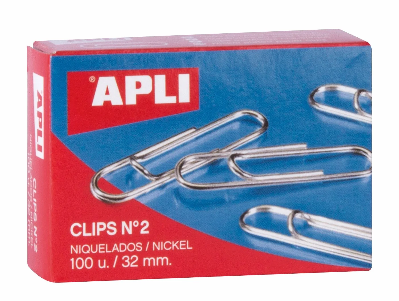 APLI Papier – klipsy kartonowe niklowane N2 32 mm opakowanie 100 sztuk