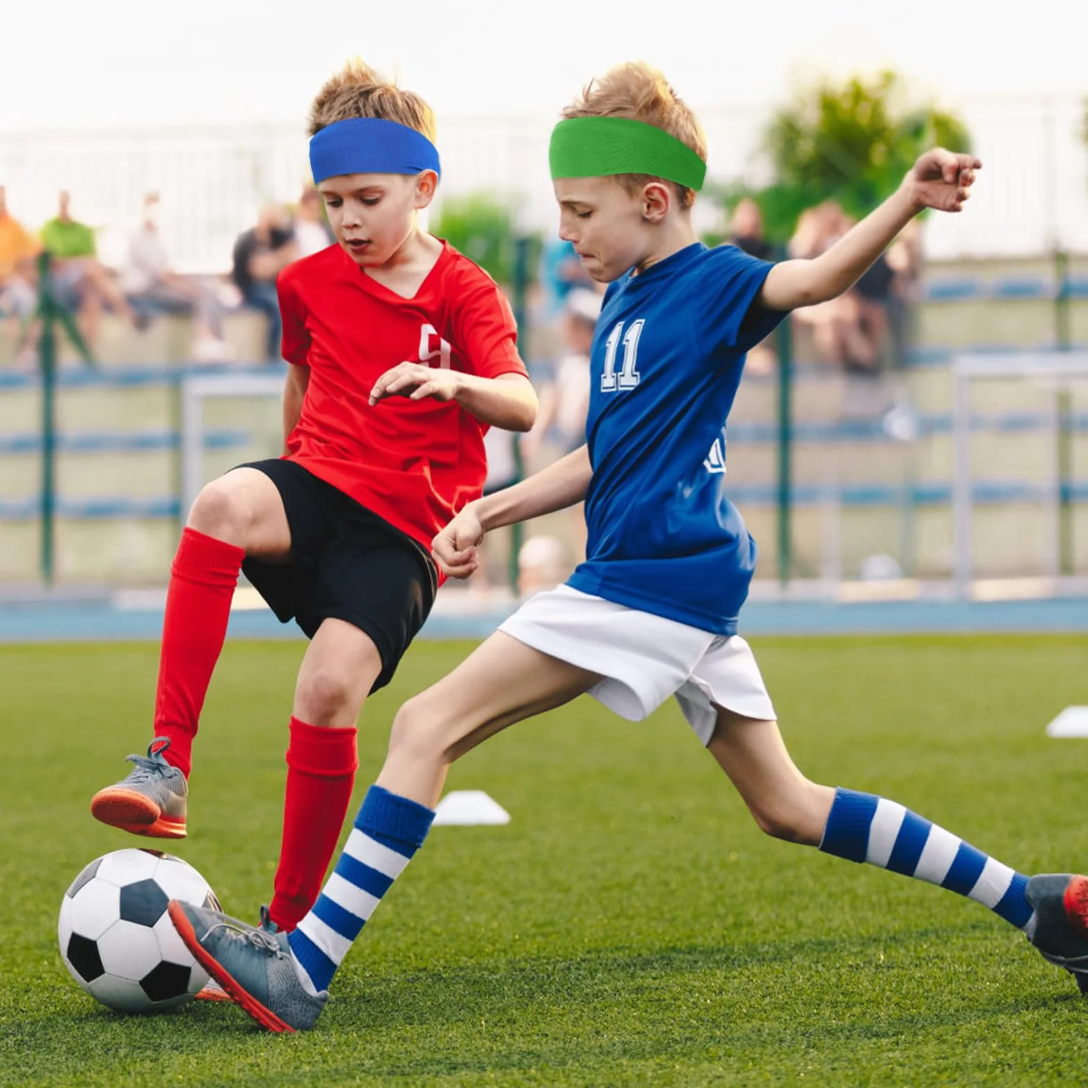 WLLHYF Sportowe opaski na czoło dla dzieci, 6 sztuk, chłopięce, elastyczne opaski na włosy, miękkie sportowe opaski przeciwpotowe, antypoślizgowe, oddychające opaski przeciwpotowe dla dzieci, małych