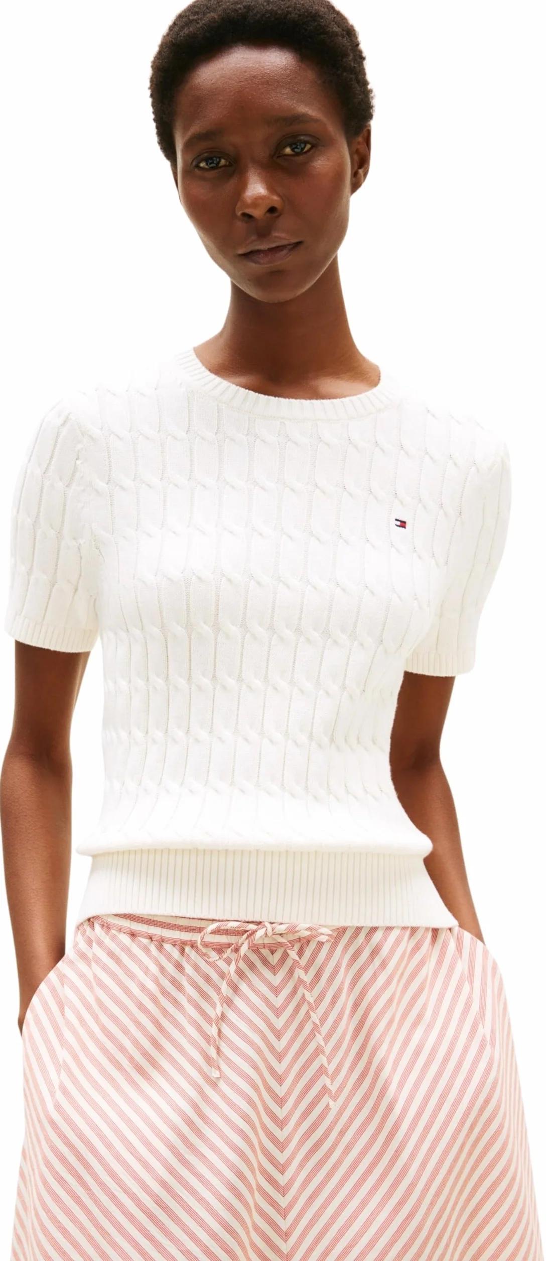 Tommy Hilfiger Sweter damski, Biały (Ivory Silk), S