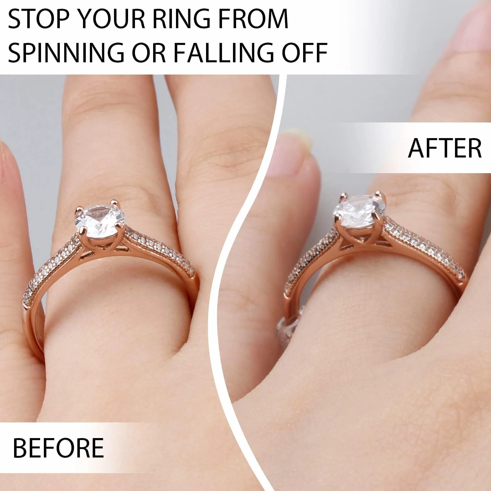Eiito Ring Size-4, Ściereczka Do Czyszczenia, Regulator Rozmiaru Obrączek, Przeroczysty, 12 Sztuk