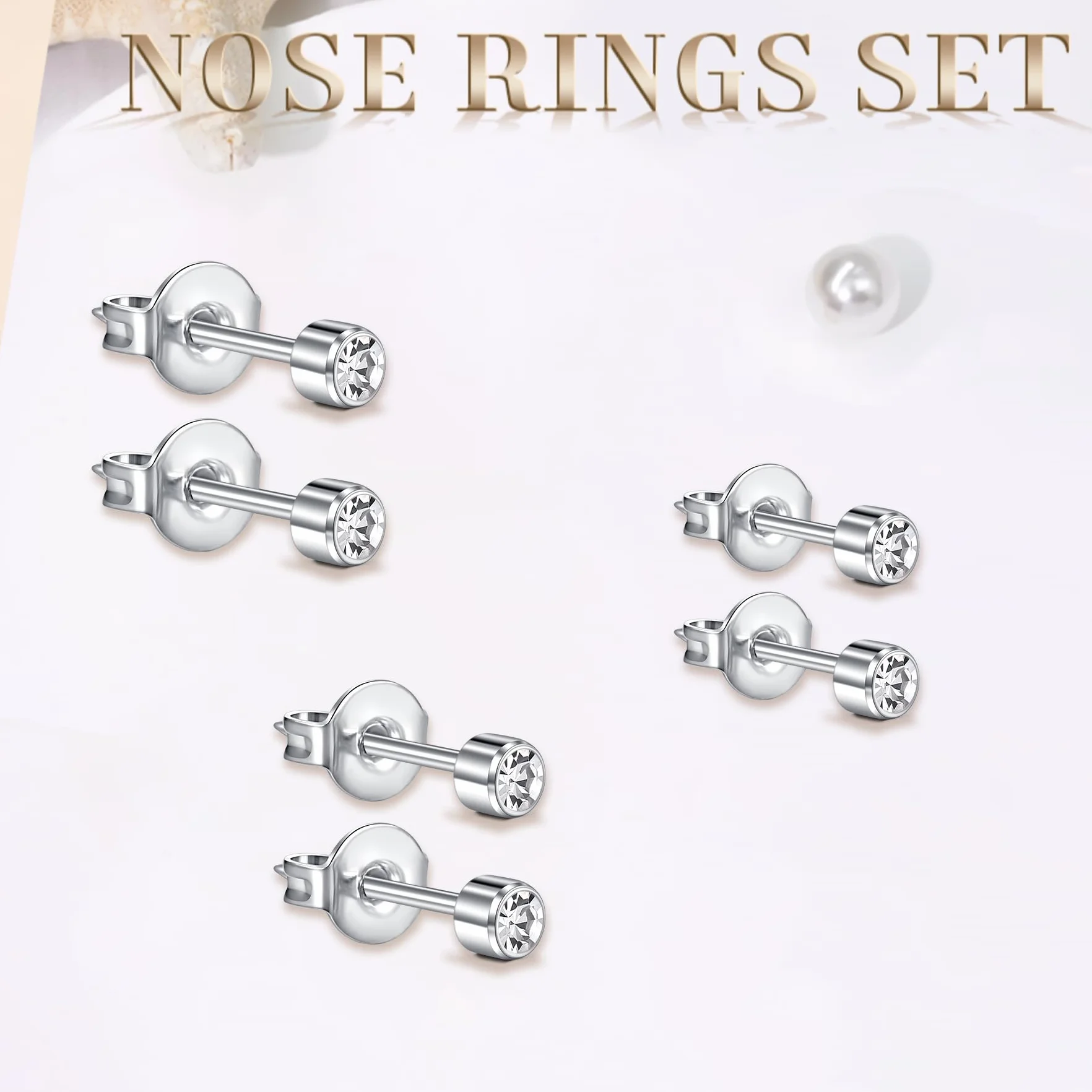 AceFun Tytanowe kolczyki na sztyfcie, złote, srebrne, dla kobiet i mężczyzn, okrągłe, 3 mm, 4 mm, 5 mm, CZ Helix Traugus, biżuteria, kolczyki G23, piercing do uszu, zestaw biżuterii