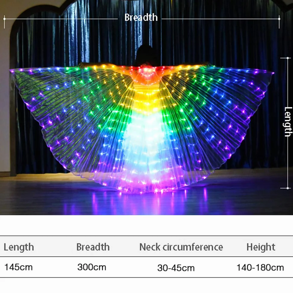 LED Butterfly Wings, 57 -calowe wielokolorowe oświetlone oświetlone bajkowe skrzydła Belly Dance Costume z teleskopowymi patykami dla dorosłych świąteczne przyjęcie na Halloween (Niebieski)