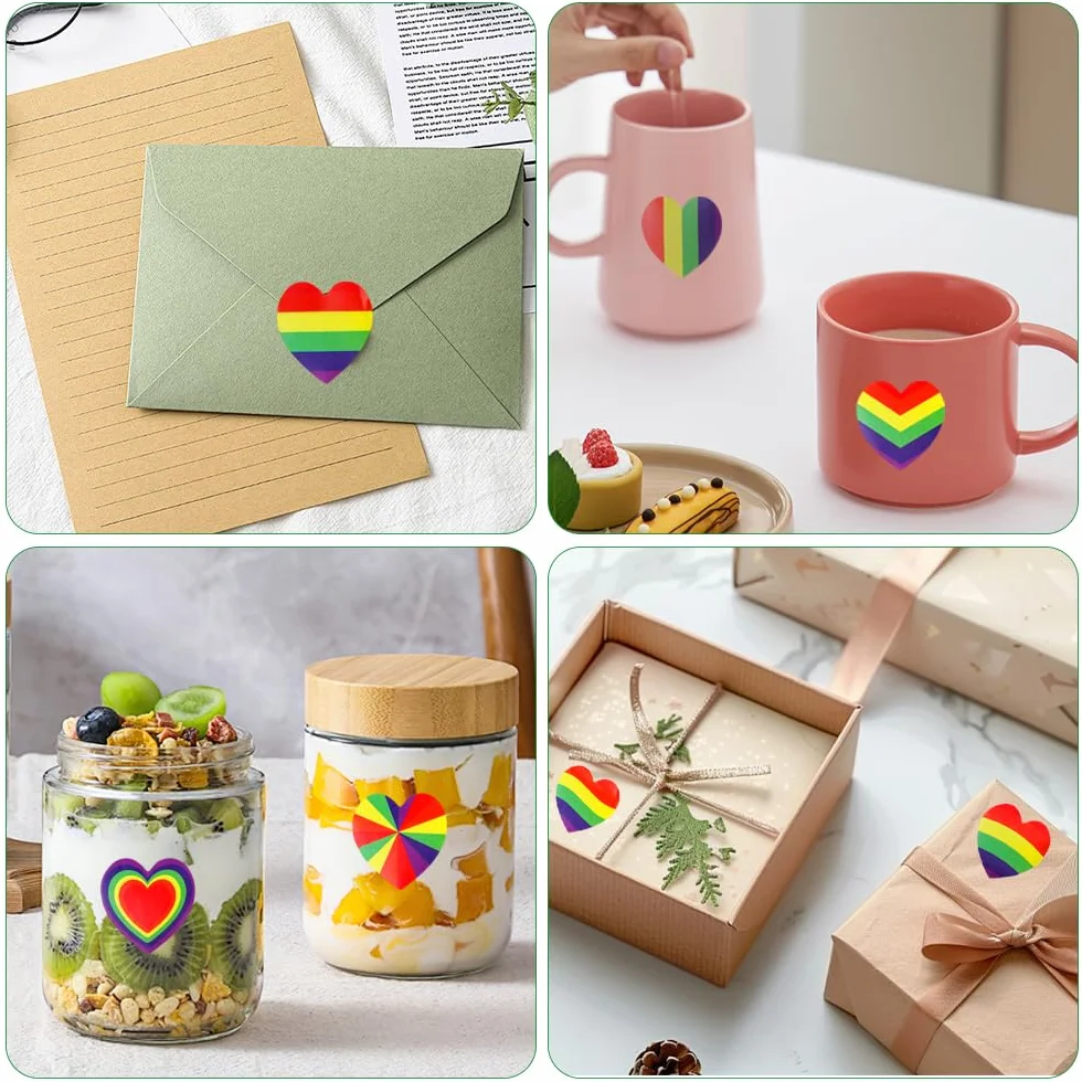 1000 sztuk naklejek Pride w kształcie serca, 2,5 cm, naklejki Pride, tęczowe paski, naklejki w kształcie serca, naklejki tęczy, naklejki LGBTQ Pride, tęczowe naklejki na miesiące, imprezę i paradę