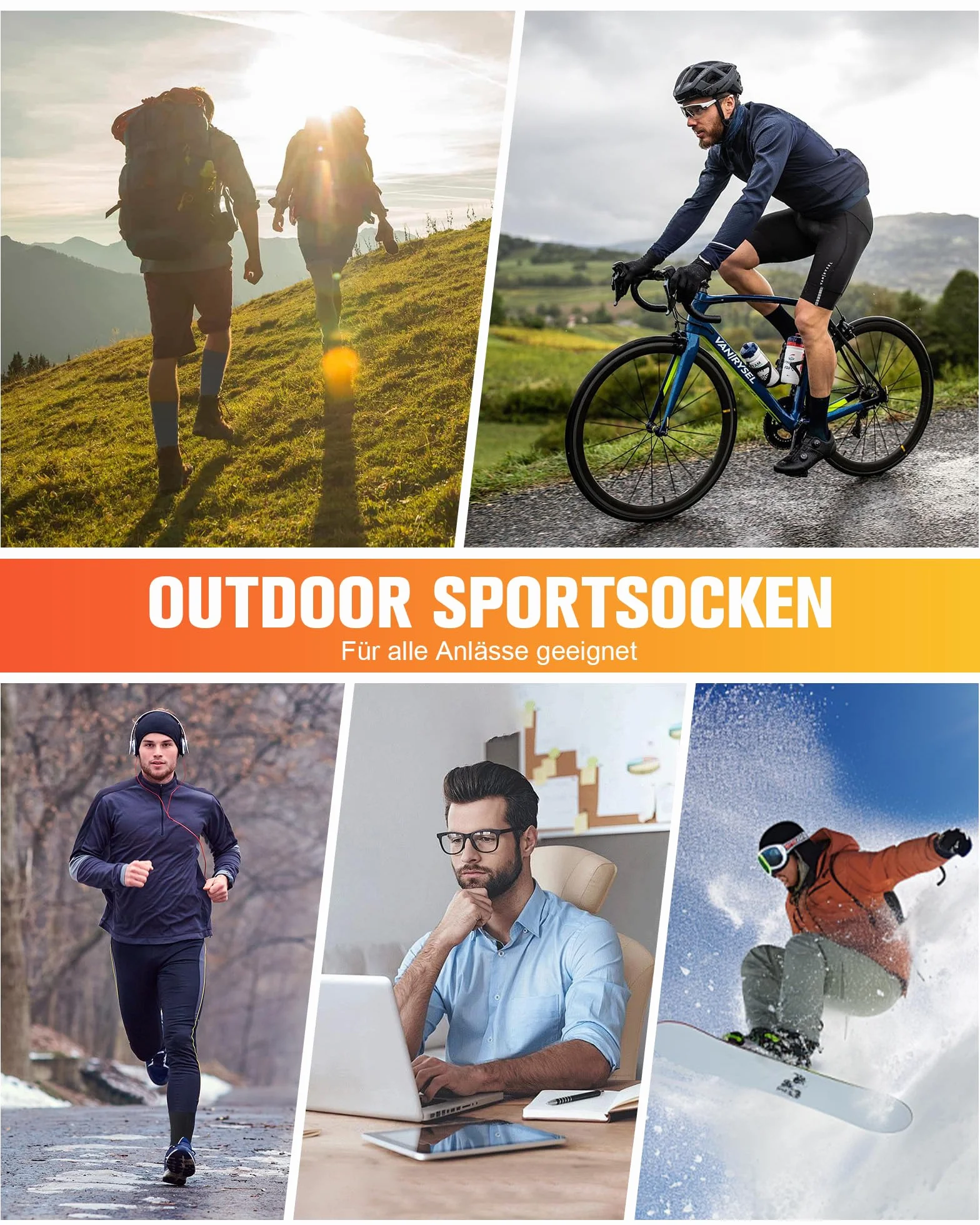 SockWaddles Skarpety trekkingowe z merynosów, dla mężczyzn i kobiet, oddychające, outdoorowe, trekkingowe, wyściełane, sportowe, zapobiegające powstawaniu pęcherzy, skarpety do biegania, z wełny