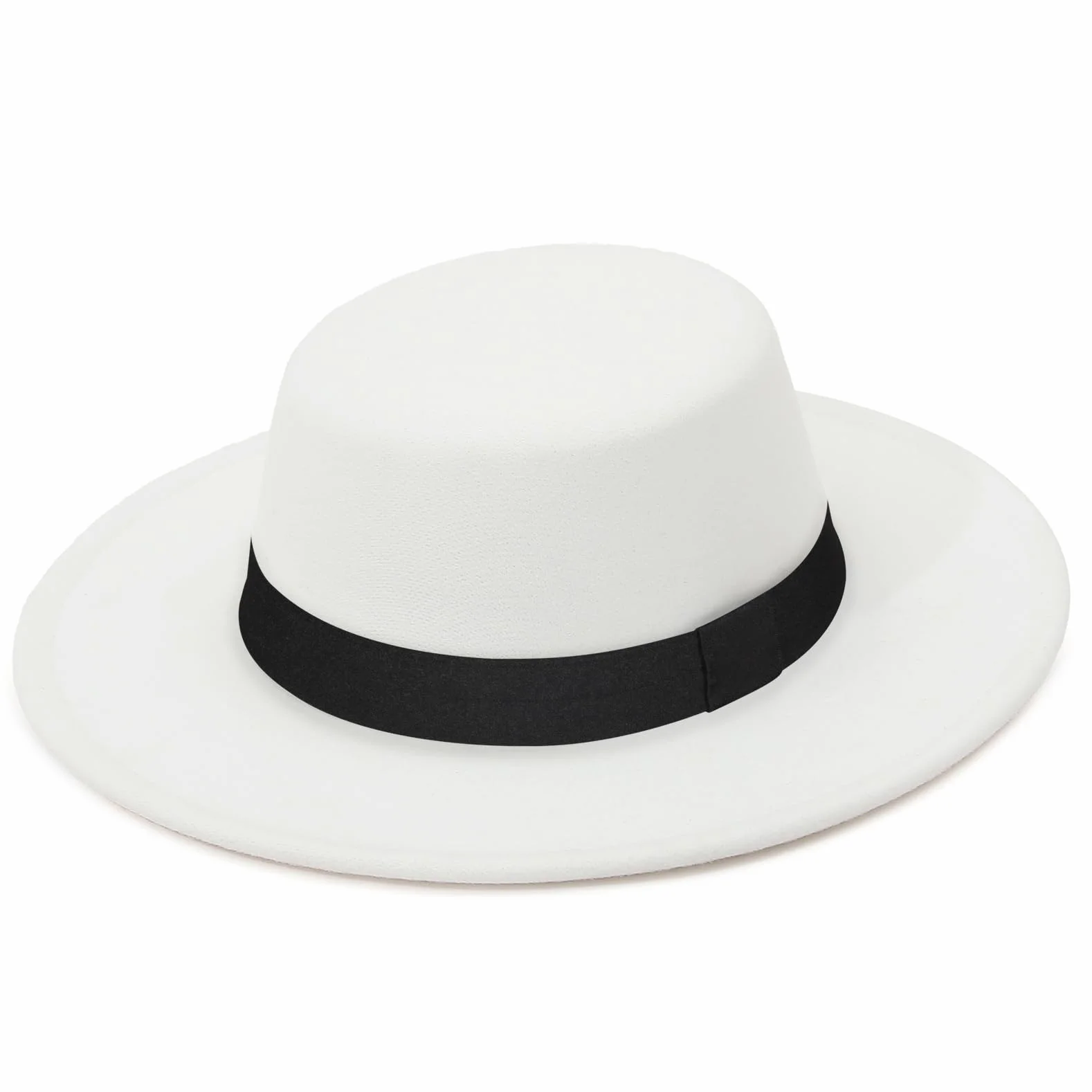 GEMVIE Fedora Kapelusz z szerokimi Crepes Kobiety Mężczyźni Felt Flat Kościół Derby Kapelusz