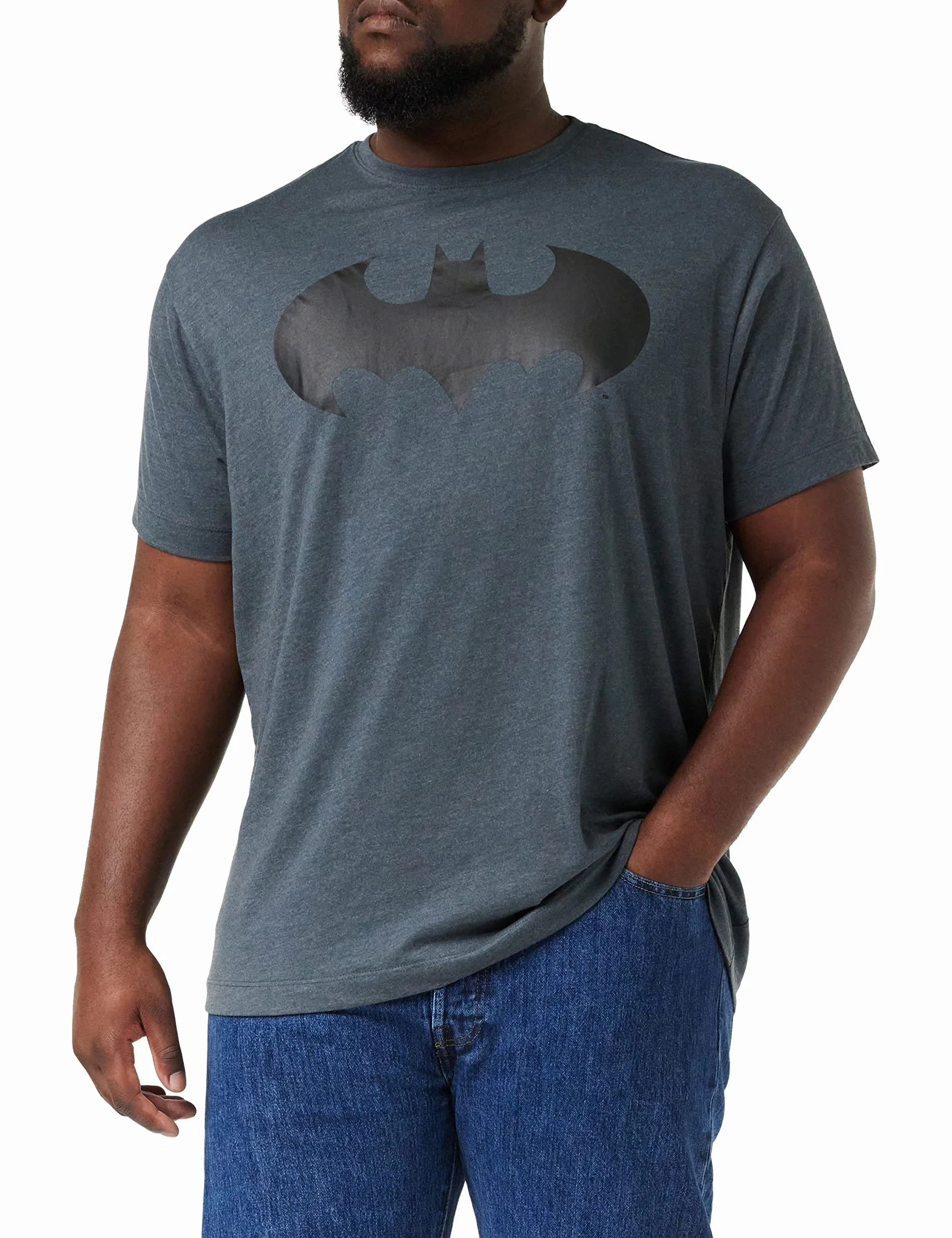 DC Comics Koszulka męska Mono Batman, Ciemnoszary wrzosowy, XXL