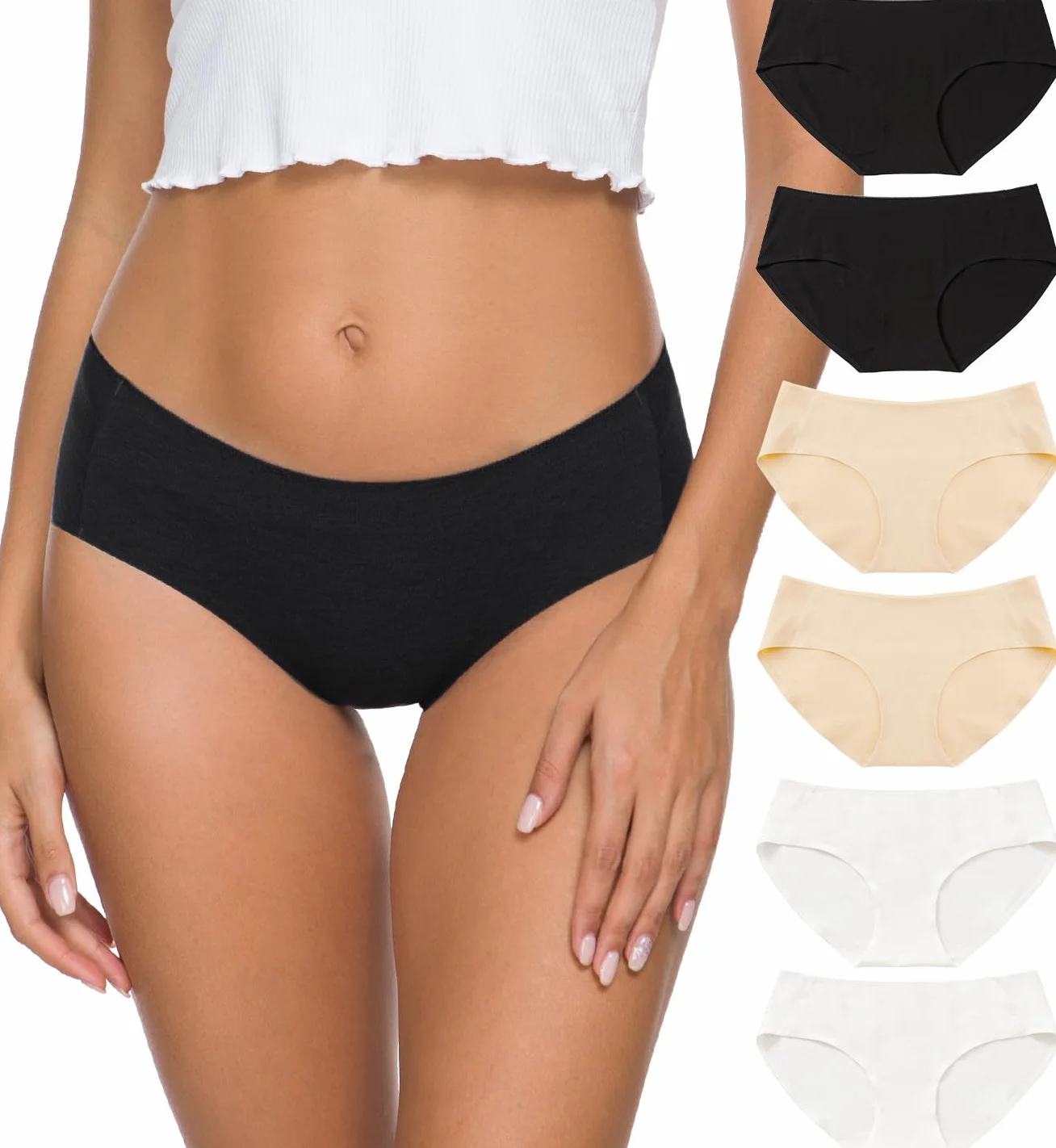 ALTHEANRAY Damska bielizna bawełniana, bielizna damska, bezszwowe, hipsterskie, bikini, majtki, 6 sztuk