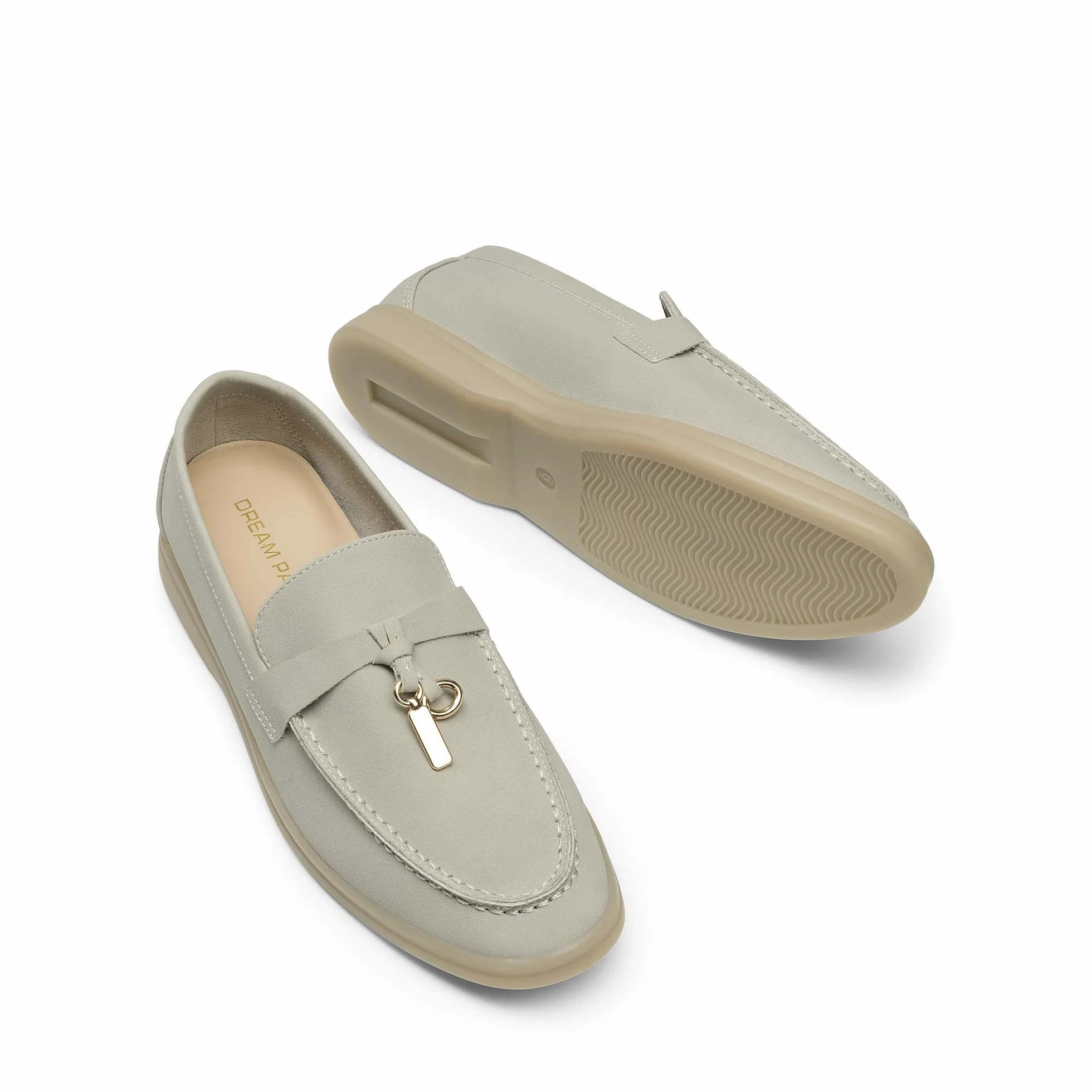 DREAM PAIRS Damskie wsuwane modne mokasyny do sukienki Wokr, jasnoszary, 41 EU
