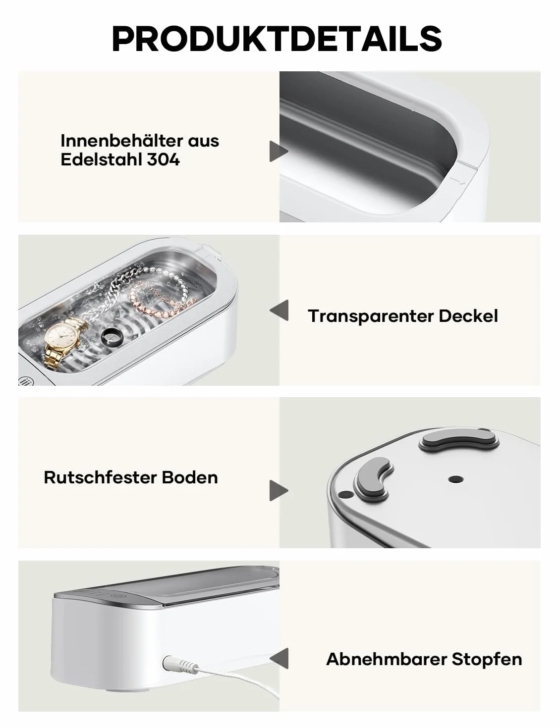 Ultrasonic Cleaner ultradźwiękowe urządzenie do czyszczenia okularów, 450 ml, z 3 funkcjami czasowymi, do okularów, biżuterii, zegarków