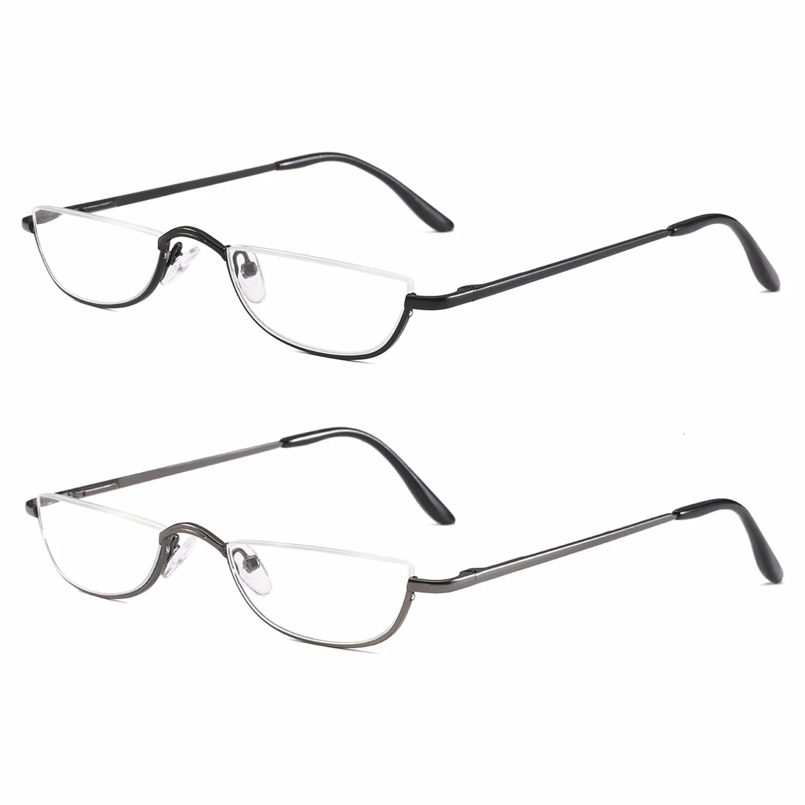 Hubeye Metalowe okulary do czytania z półksiężycem dla kobiet i mężczyzn sprężynowe zawiasy małe okulary do czytania