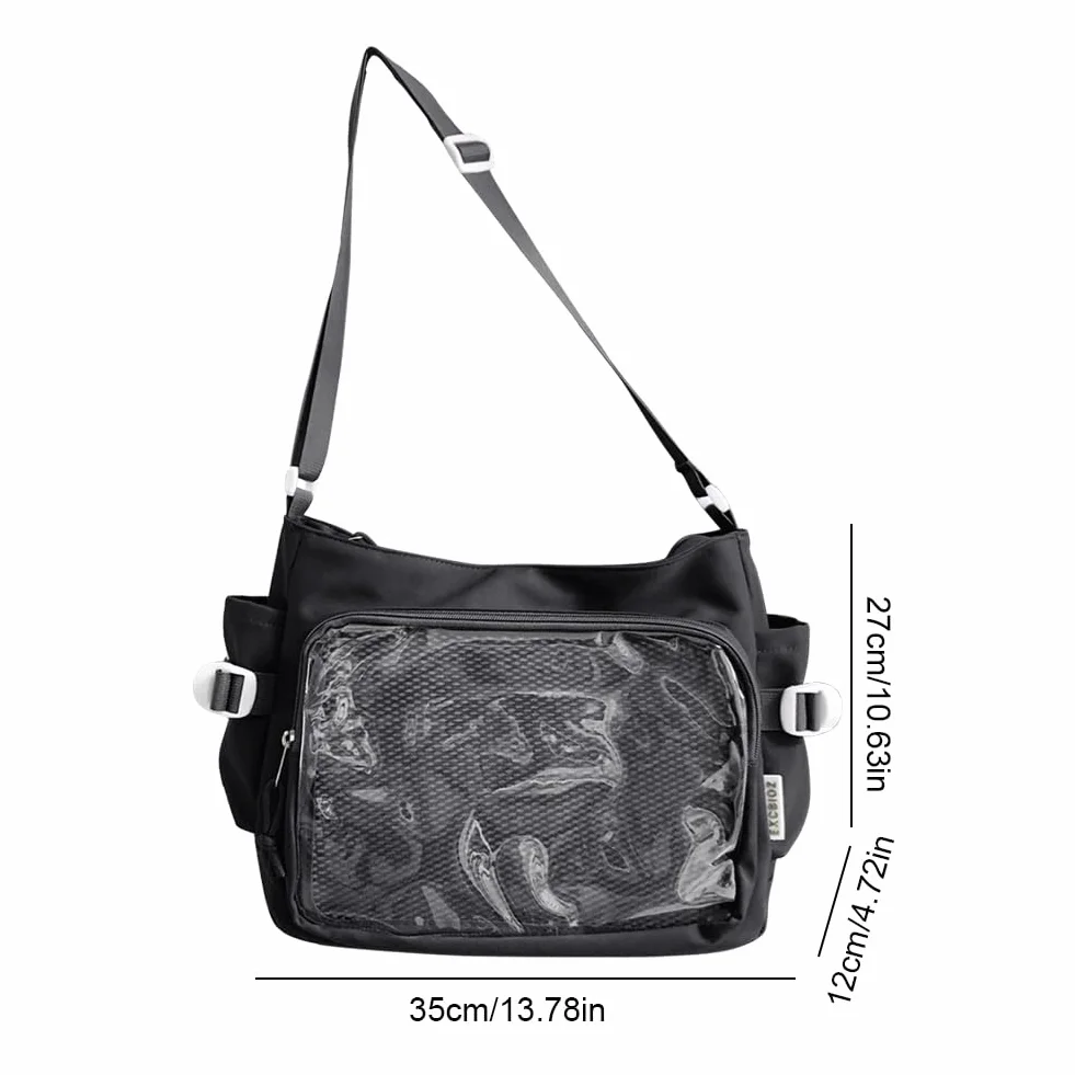 Kobiety ita torebka japońska torebka na ramię z przezroczystą okno mody torby na ramię multi-kupki stylowe torba crossbody Regulowane paski modne torba na zewnątrz