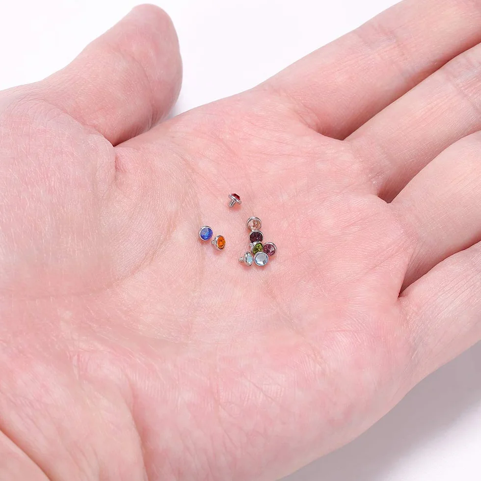 Zestaw kolczyków, rozmiar 14, stal chirurgiczna, gwintowanie wewnętrzne, kotwica, baza, piercing dla kobiet, mężczyzn, 14 / 15 szt., cyrkonia, 2 mm, 3 mm, 4 mm, Stal nierdzewna, Cyrkonia sześcienna,