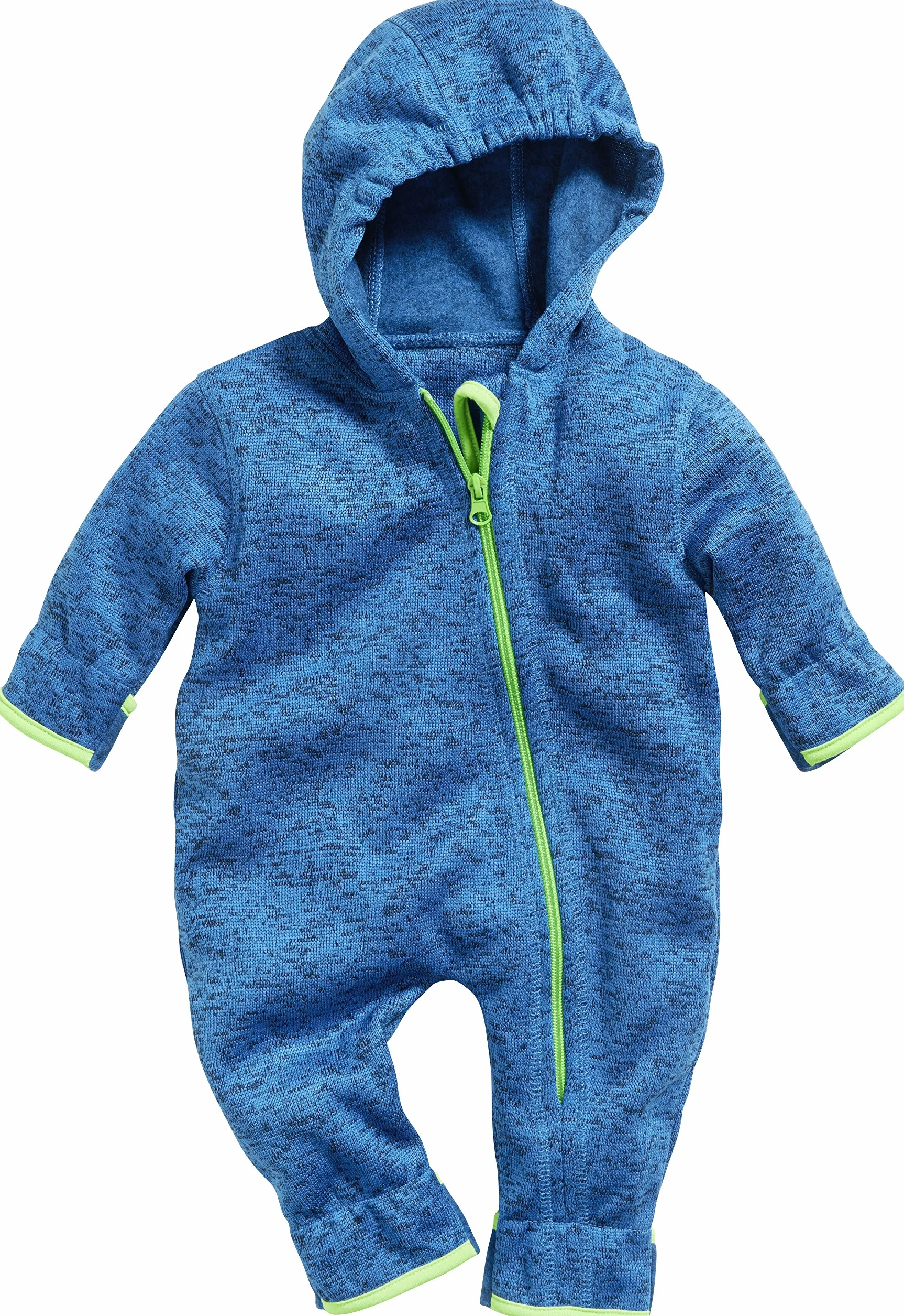 Playshoes Dziecięcy kombinezon polarowy, oddychający kombinezon unisex dla chłopców i dziewczynek, z długim zamkiem błyskawicznym i kapturem, melanżowy wzór, 7 – niebieski, 92