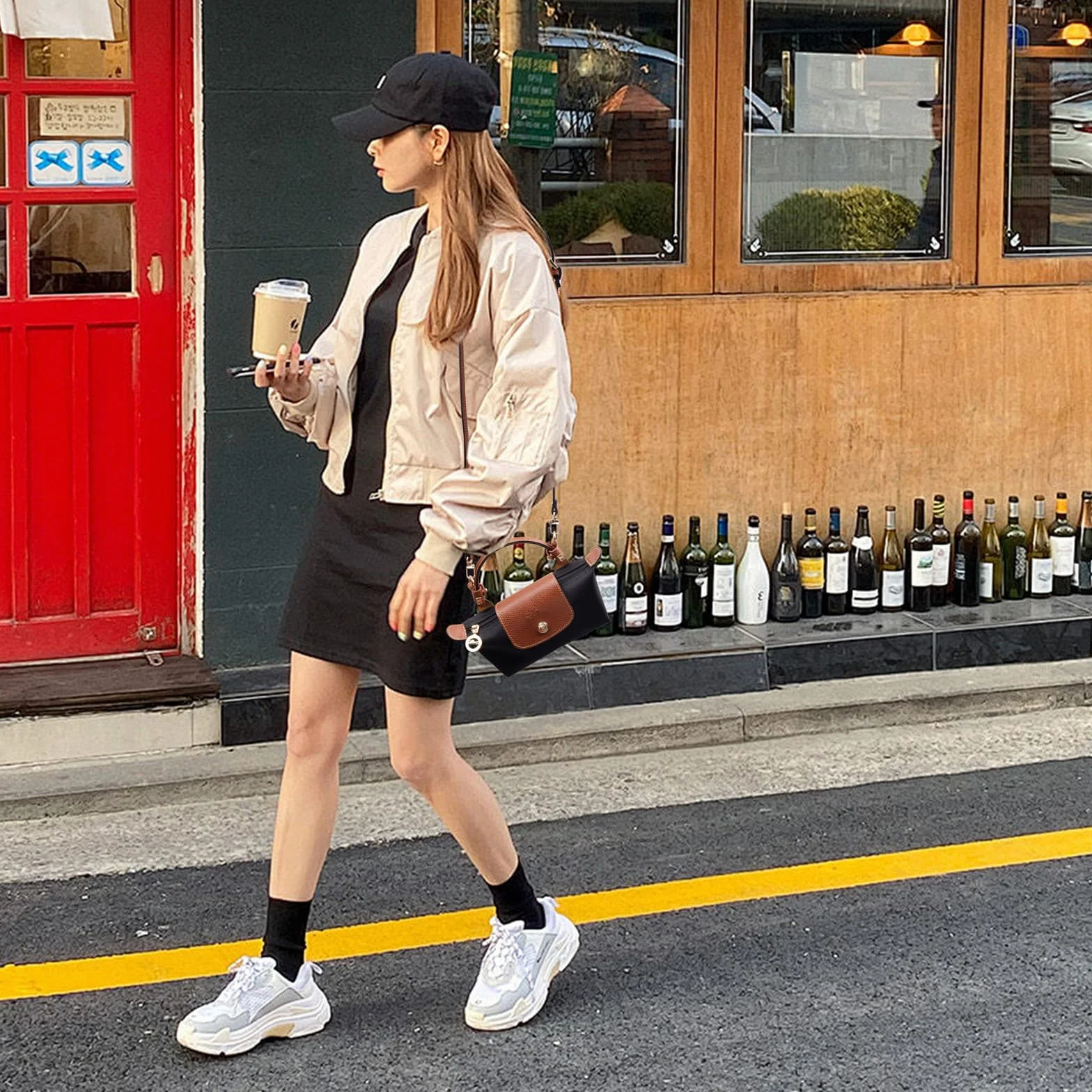 GADITIEK Regulowany pasek na ramię ze skóry do toreb damskich Longchamp – mocniejszy i nie odpada, pasuje do pasków Longchamp Mini Bag Straps i paska do torebki – szerokość: 1,2 cm (brązowy)