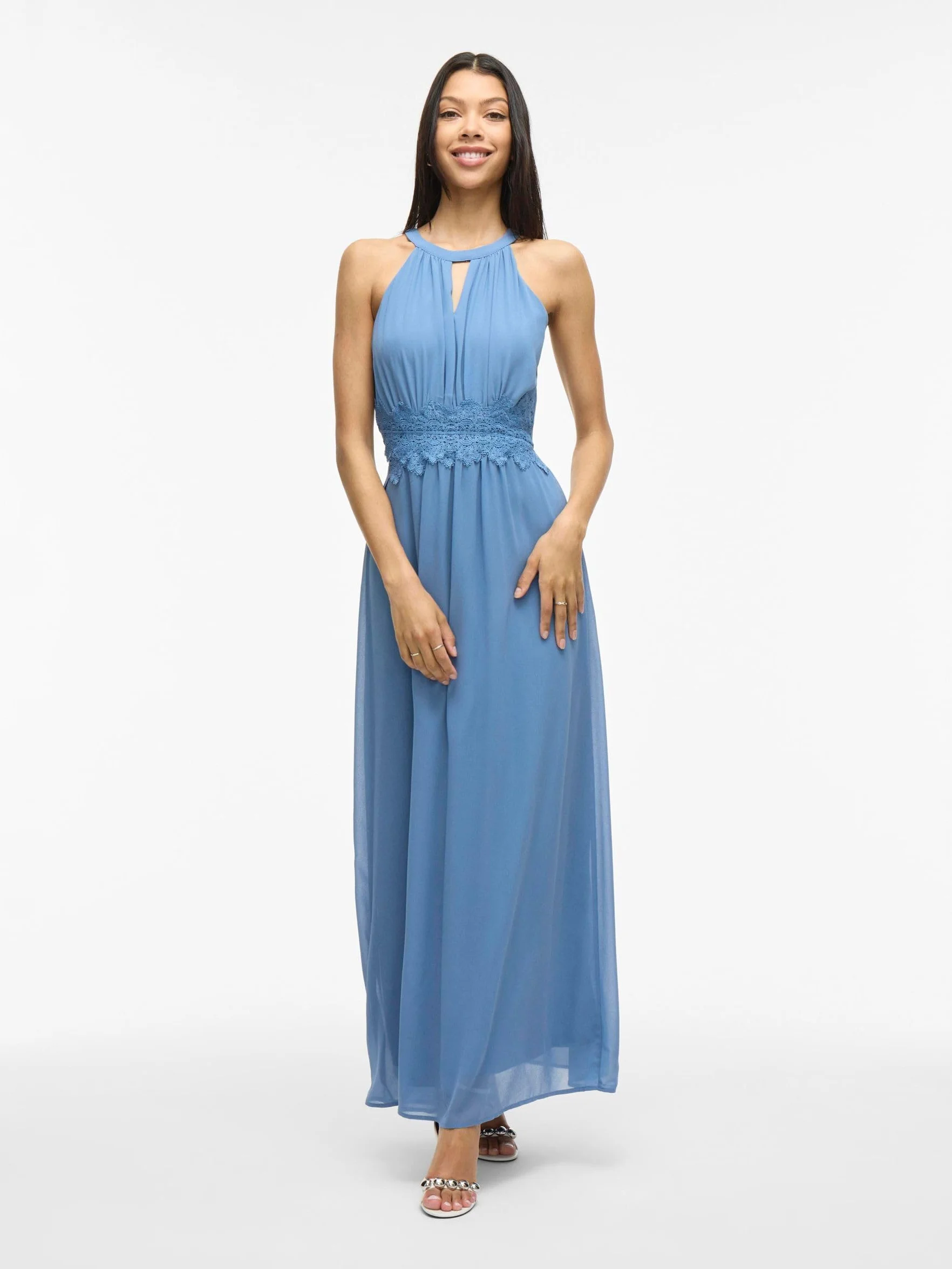 Vila Damska sukienka wieczorowa Vimilina z kołnierzem Maxi Dress-Noos