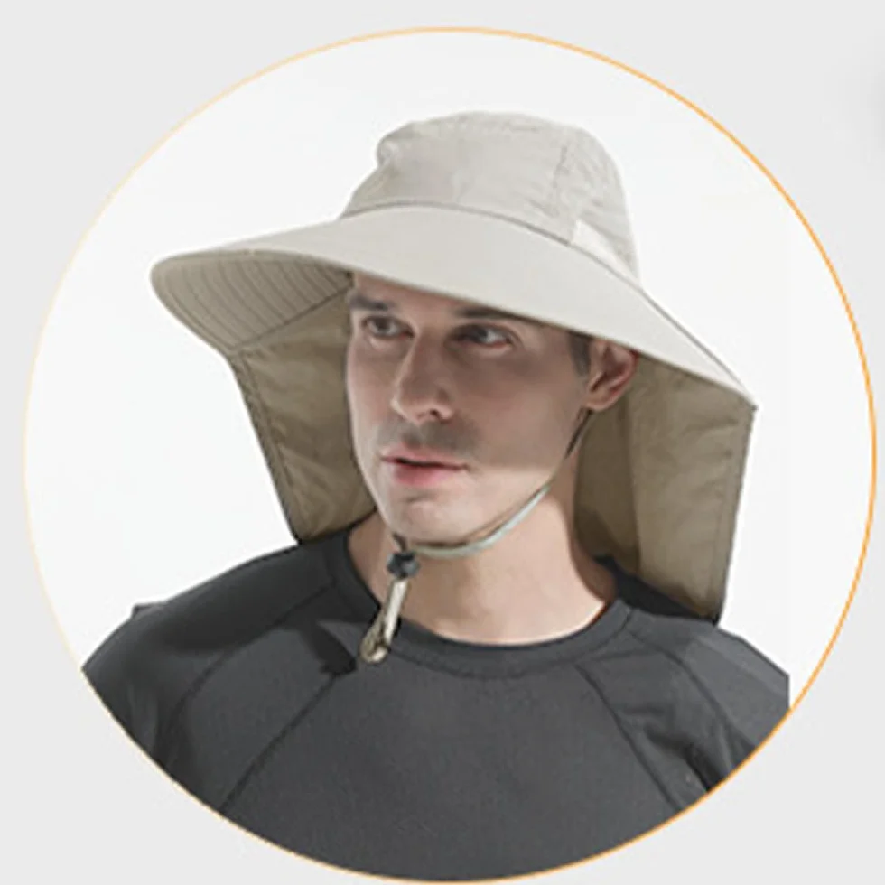 Męska czapka rybaka z odpinaną klapką na szyję ochrona UV UPF 50 Unisex słońce składane czapki turystyczne do jazdy na rowerze wędkarstwo ogrodnictwo