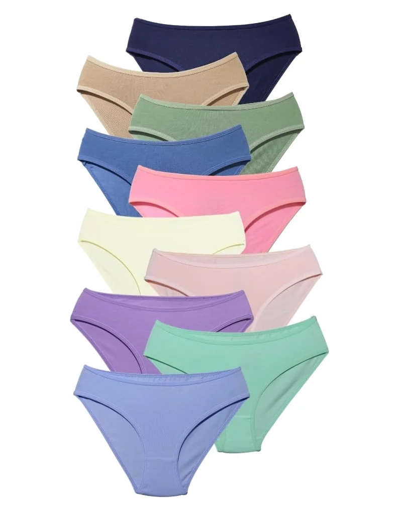 ALYA UNDERWEAR Majtki dziewczęce, figi bawełniane dziecięce, miękkie i wygodne majtki dziewczęce, opakowanie 10 sztuk