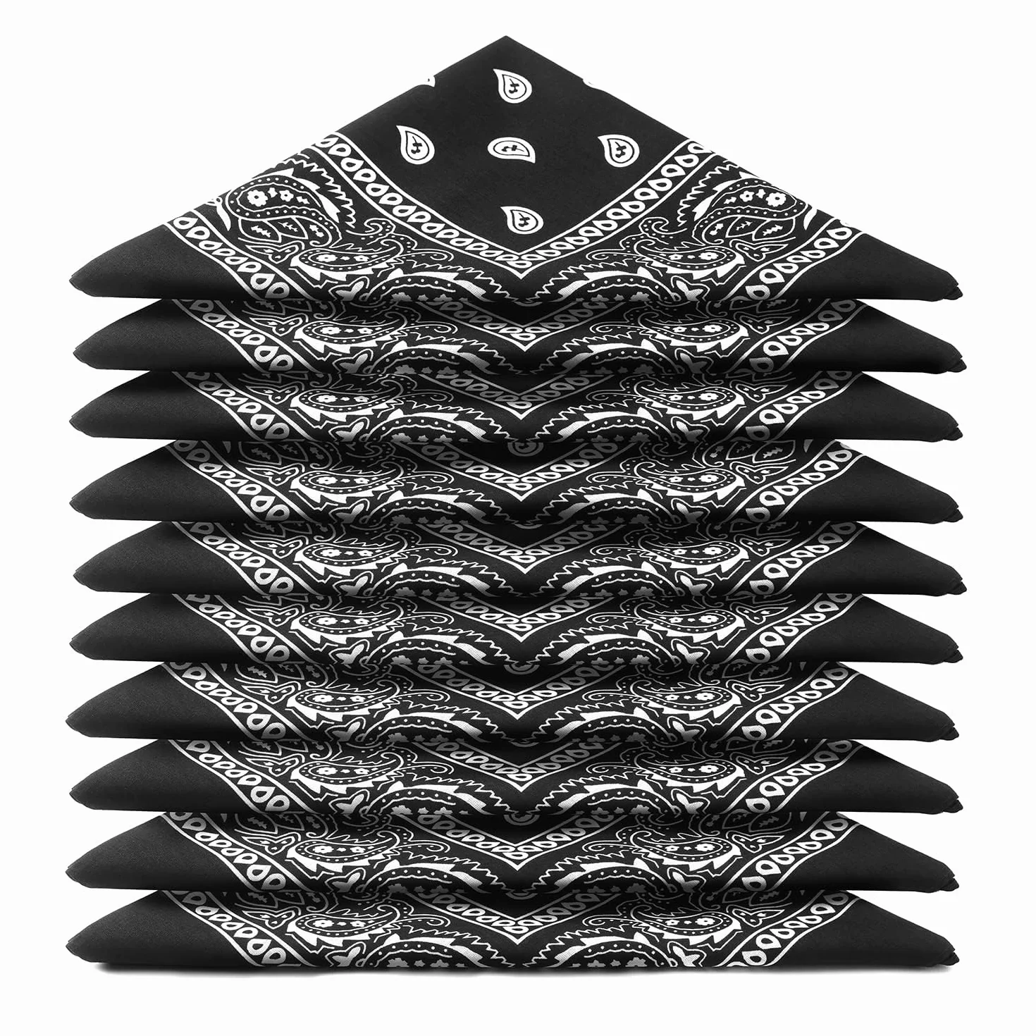 ...KARL LOVEN Bandana - wzór mandali Paisley - 100% bawełna przetestowana przez TÜV - gruba tkanina - 20 ekskluzywnych kolorów, Czarny, 5er Pack