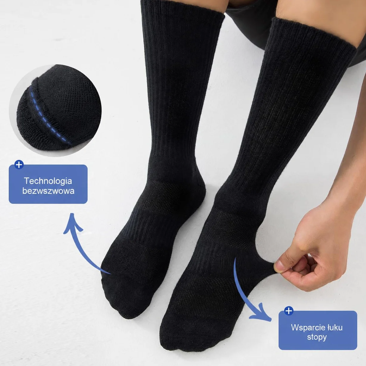 SockWaddles Skarpety Dla Mężczyzn i Kobiet, Bezszwowe Skarpety Bawełniane, Oddychające i Ochronne Przed Pęcherzami Skarpety Sportowe, Idealne do Pracy, Biegania, Wędrówek, 6 Par Unisex