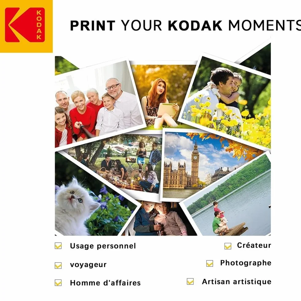 KODAK Picture Paper - Błyszczący papier fotograficzny, opakowanie 50 arkuszy, format A4 (21x29,7cm), 180g/m², idealny do wydruków atramentowych, żywych kolorów i wysokiego kontrastu, wysokiej jakości