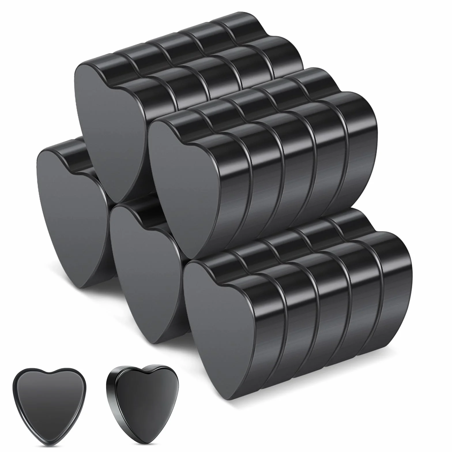 Wukong 20 × 5 mm | 25 sztuk silnych magnesów w kształcie serca do tablic magnetycznych, ferrytowe magnesy do tablic czarne, do biur i szkół