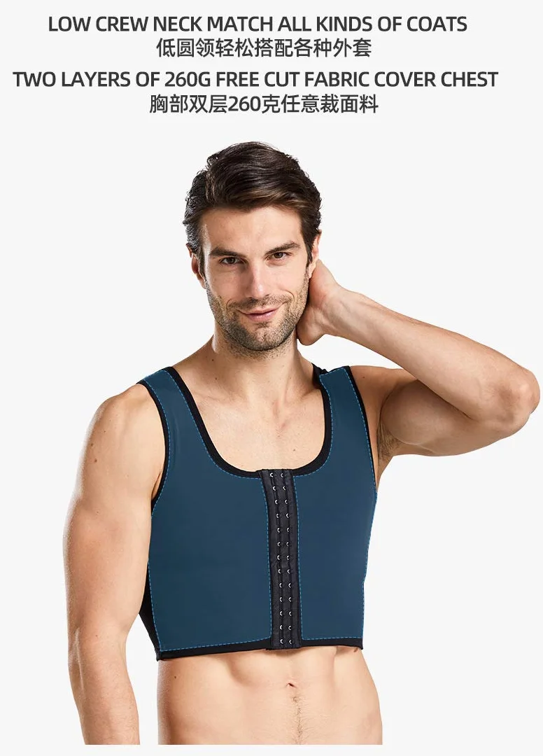 BaronHong Men's Body Shaper Chest Binder Płaska kompresja 3 rzędy zapięcie biust gorset kamizelki