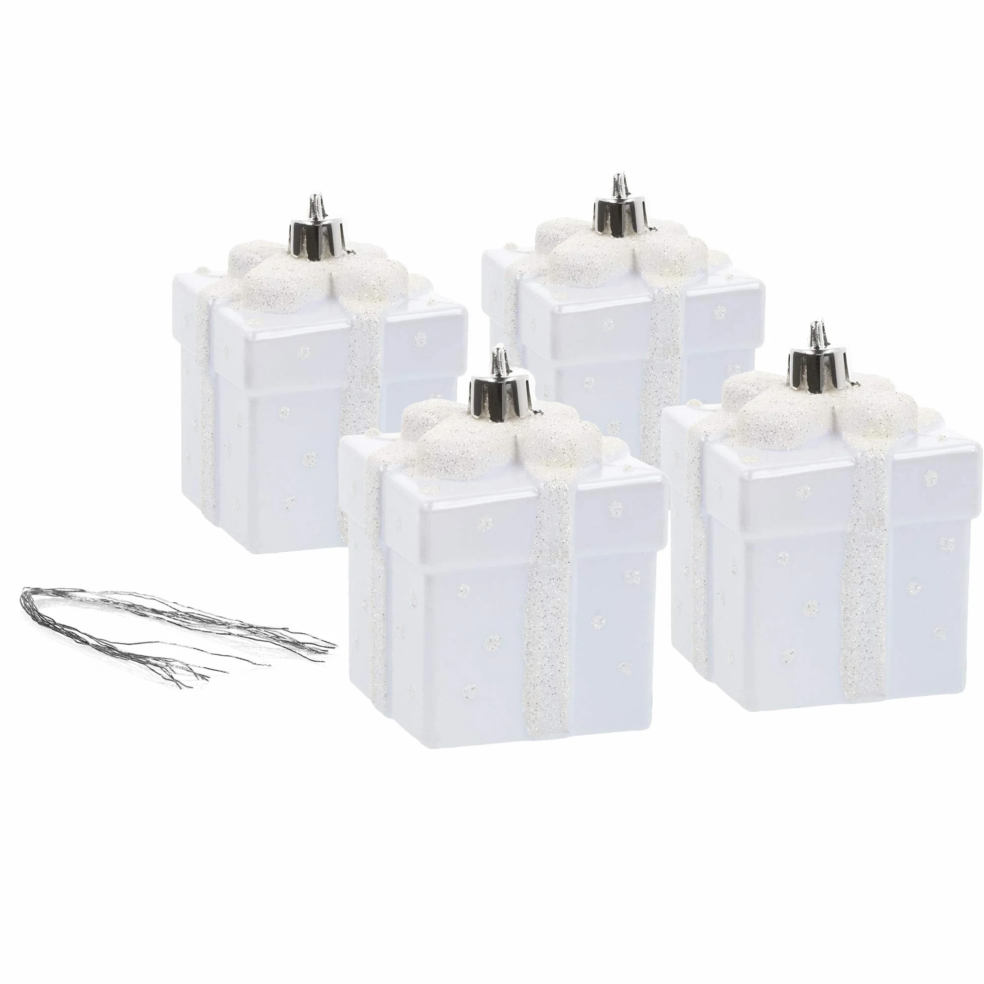 COM-FOUR® 10x zestaw zawieszek choinkowych Szyszki i prezenty choinkowe w kolorze srebrnym, bialym nietlukacym sie, ozdoby choinkowe na ozdoby choinkowe