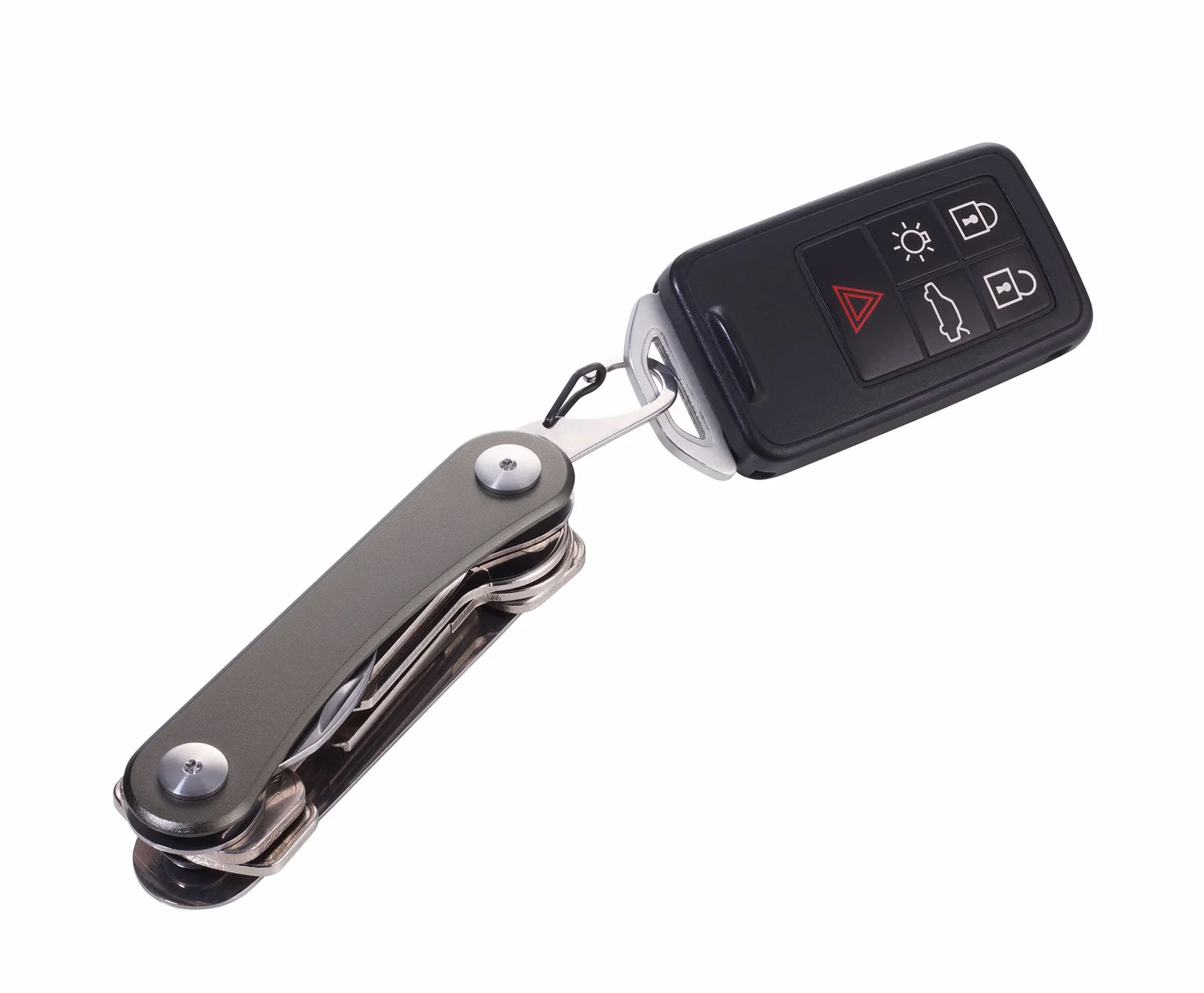 TROIKA CLEVER KEY KCL81/TI – organizer na maks. 6 kluczy – organizer na klucze, kompaktowy pęk kluczy – 6 dodatkowych funkcji – otwieracz do butelek – karabińczyk – oryginalny, srebrny tytan, 10 cm, brelok