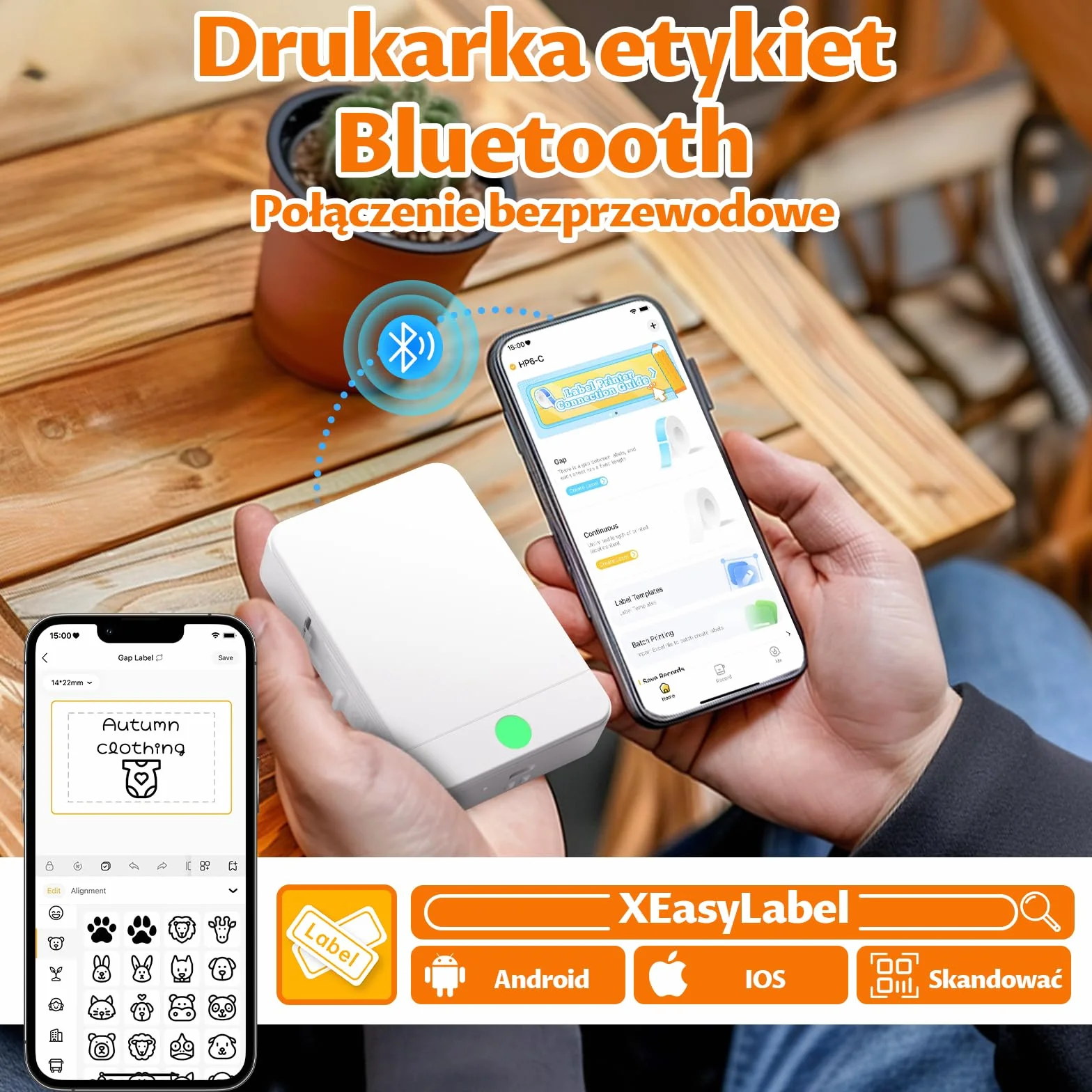 Mini przenośna drukarka etykiet Bluetooth drukarka termiczna z naklejkami, kompatybilna z systemami iOS i Android, drukarka naklejek odpowiednia do biura domowego, szkoły, sklepu