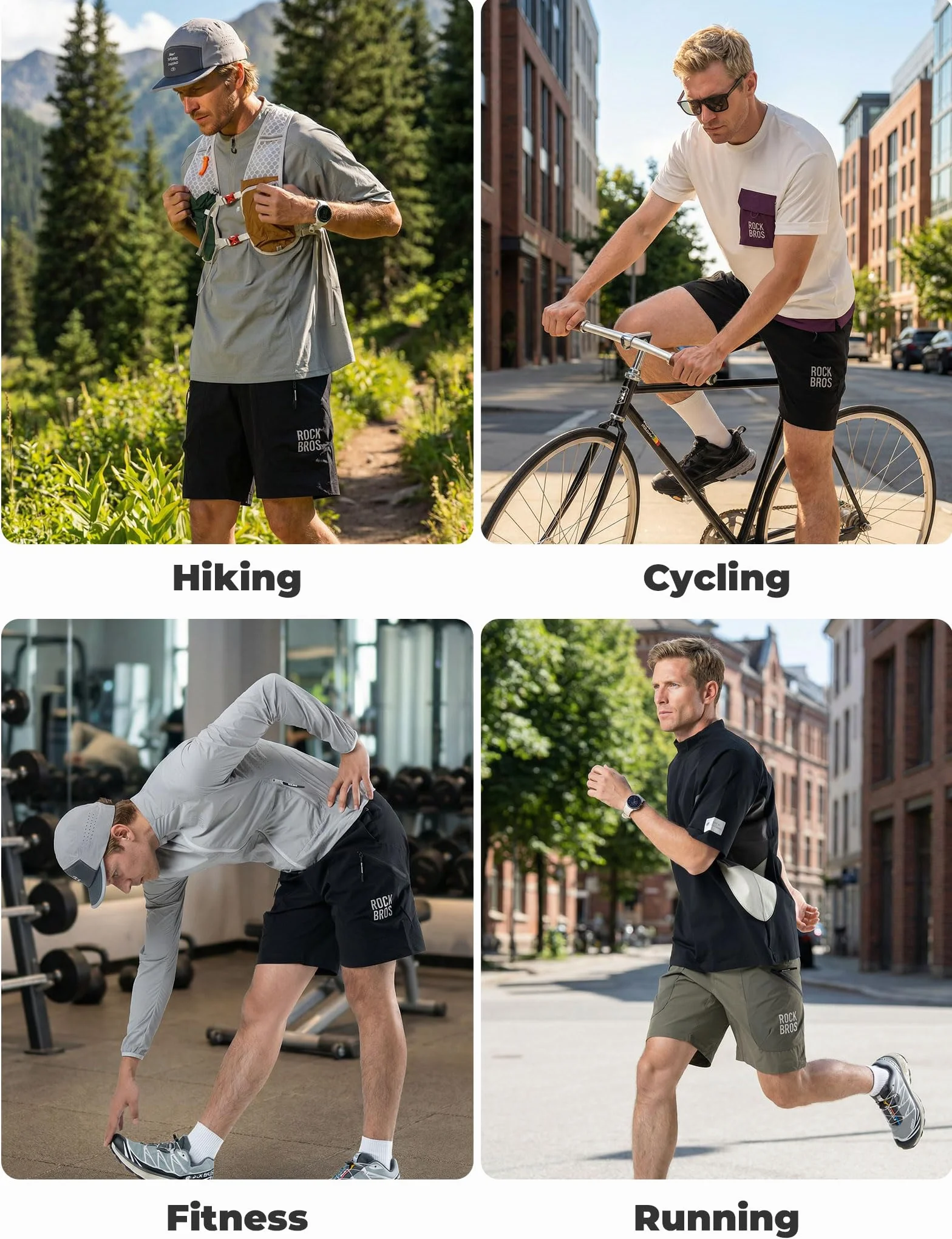 ROCKBROS MTB spodnie rowerowe, krótkie, z magnetycznym pasem, oddychające, szybkoschnące, do jazdy na rowerze górskim, biegania, trekkingu i wędrówek