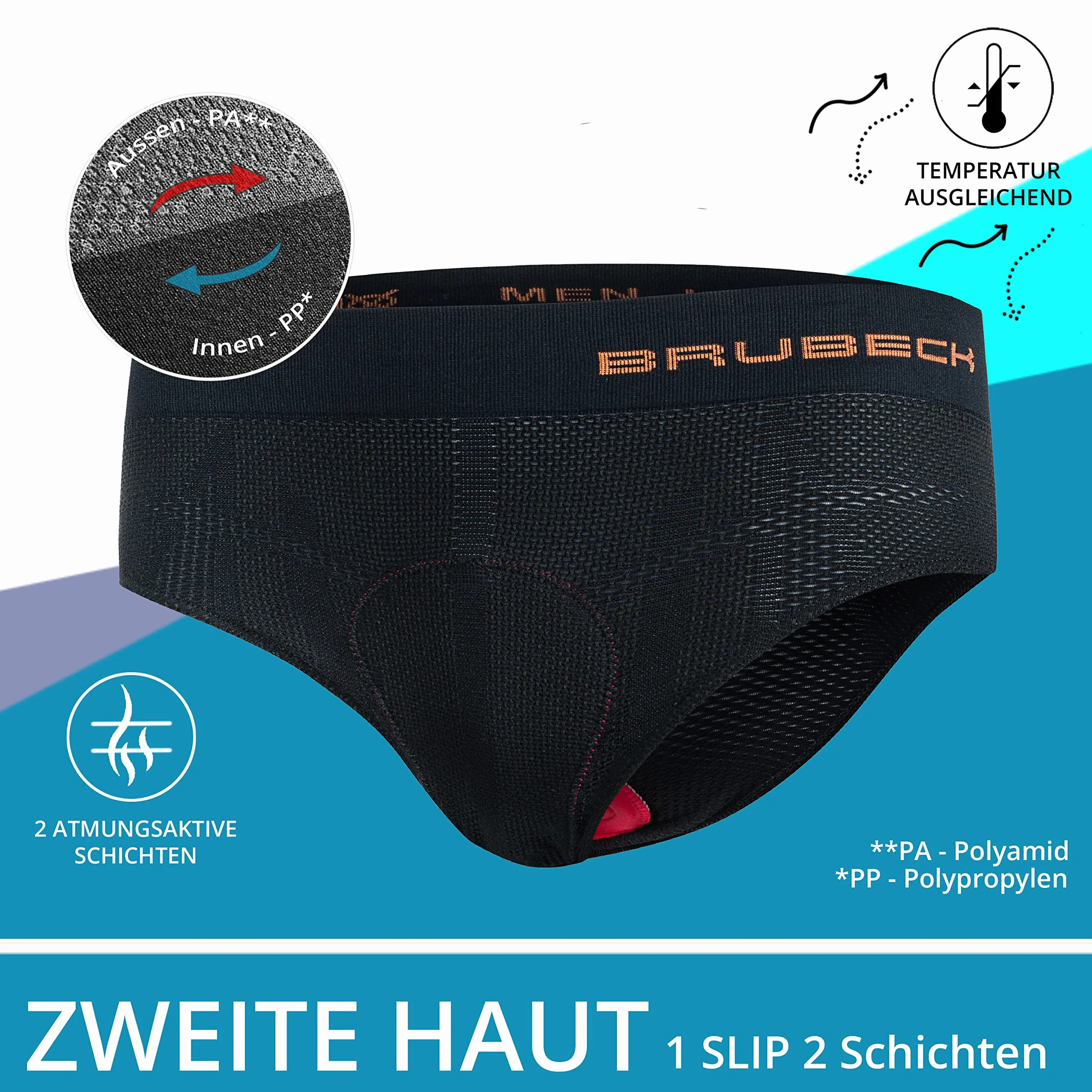 BRUBECK LB00120 Męskie spodenki rowerowe z wyściółką, wyściełane, oddychające, szybkoschnące, LB00120