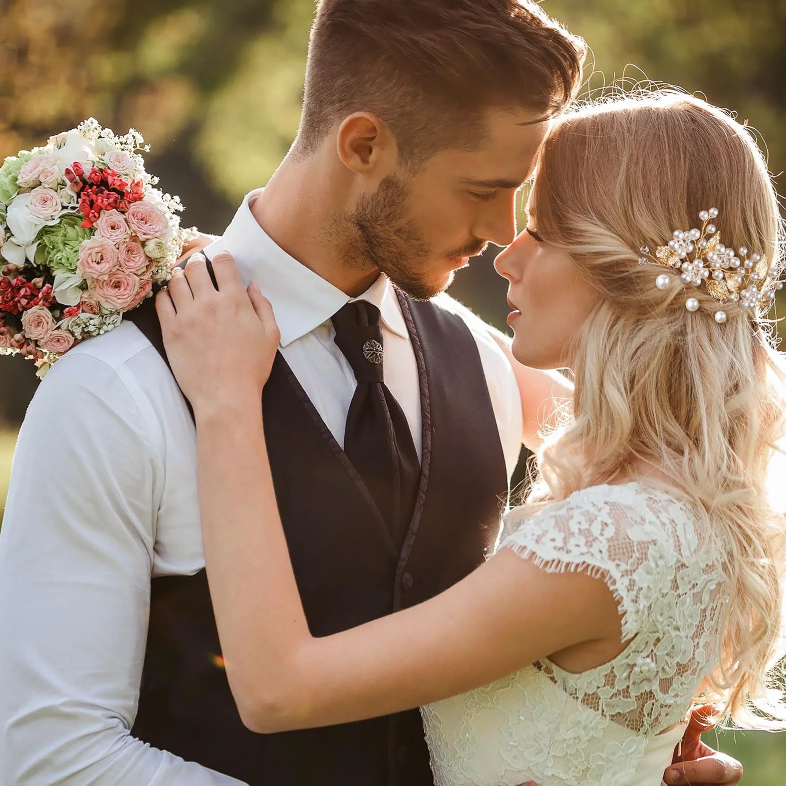 Kiiwah 11 sztuk spinki do włosów dla nowożeńców, spinki do włosów z koralikami, akcesoria do włosów dla nowożeńców, eleganckie spinki do włosów dla kobiet panny młodej dziewczyny(złoto)