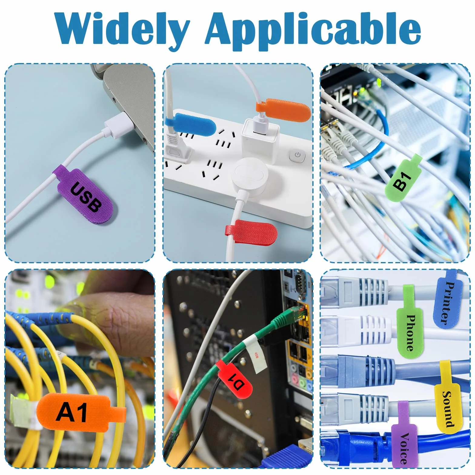 30 sztuk etykiet na kable, 6 kolorów, wielokrotnego użytku, znaczniki kablowe, 4 x 2 cm, nylonowe tabliczki na klucze, etykiety do zarządzania kablami i organizacji elektroniki, sieci domowej