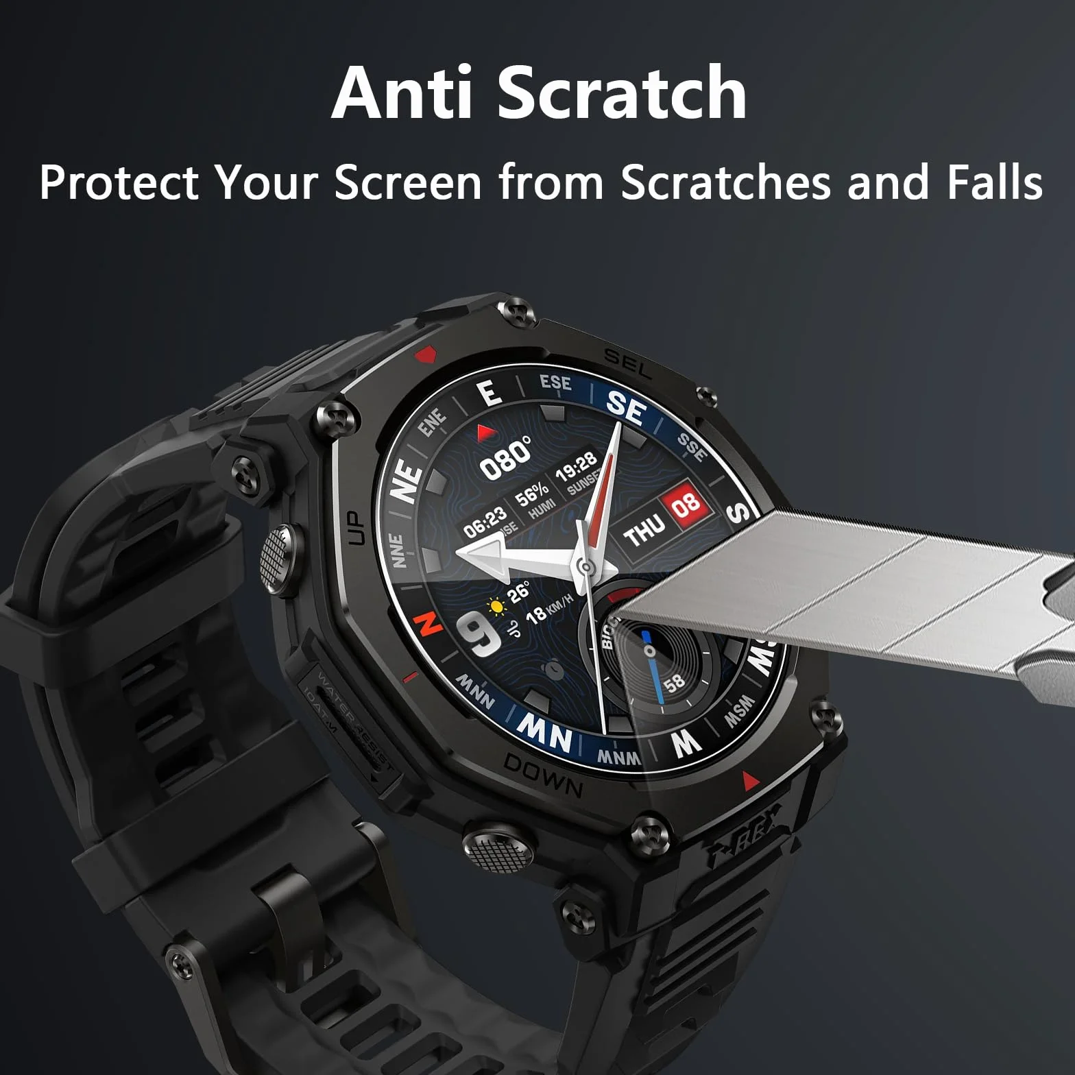 Folia ochronna do Amazfit T-Rex 3 Pro do szkła pancernego, 4 sztuki, wodoszczelna folia ze szkła hartowanego, odporna na zarysowania, ultra cienka ochrona wyświetlacza bez pęcherzyków powietrza