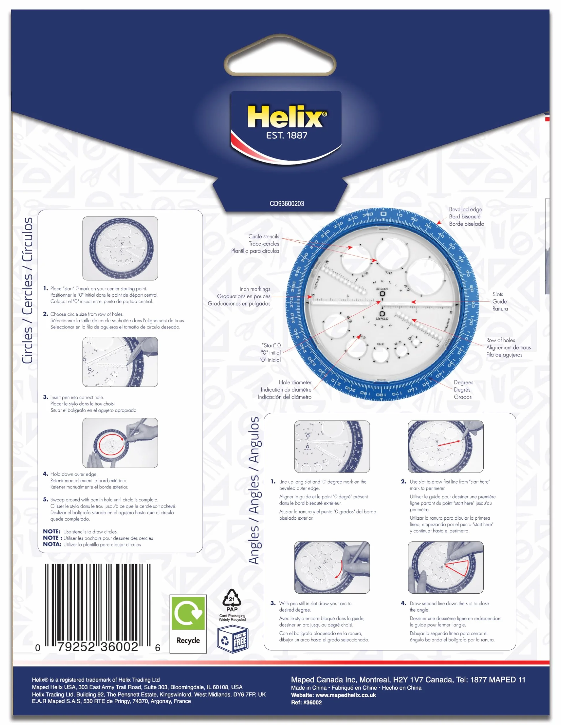 Helix 36002 Kątomierz, Przezroczysty, ‎54,84 x 1,61 x 43,55 cm; 20,57 g