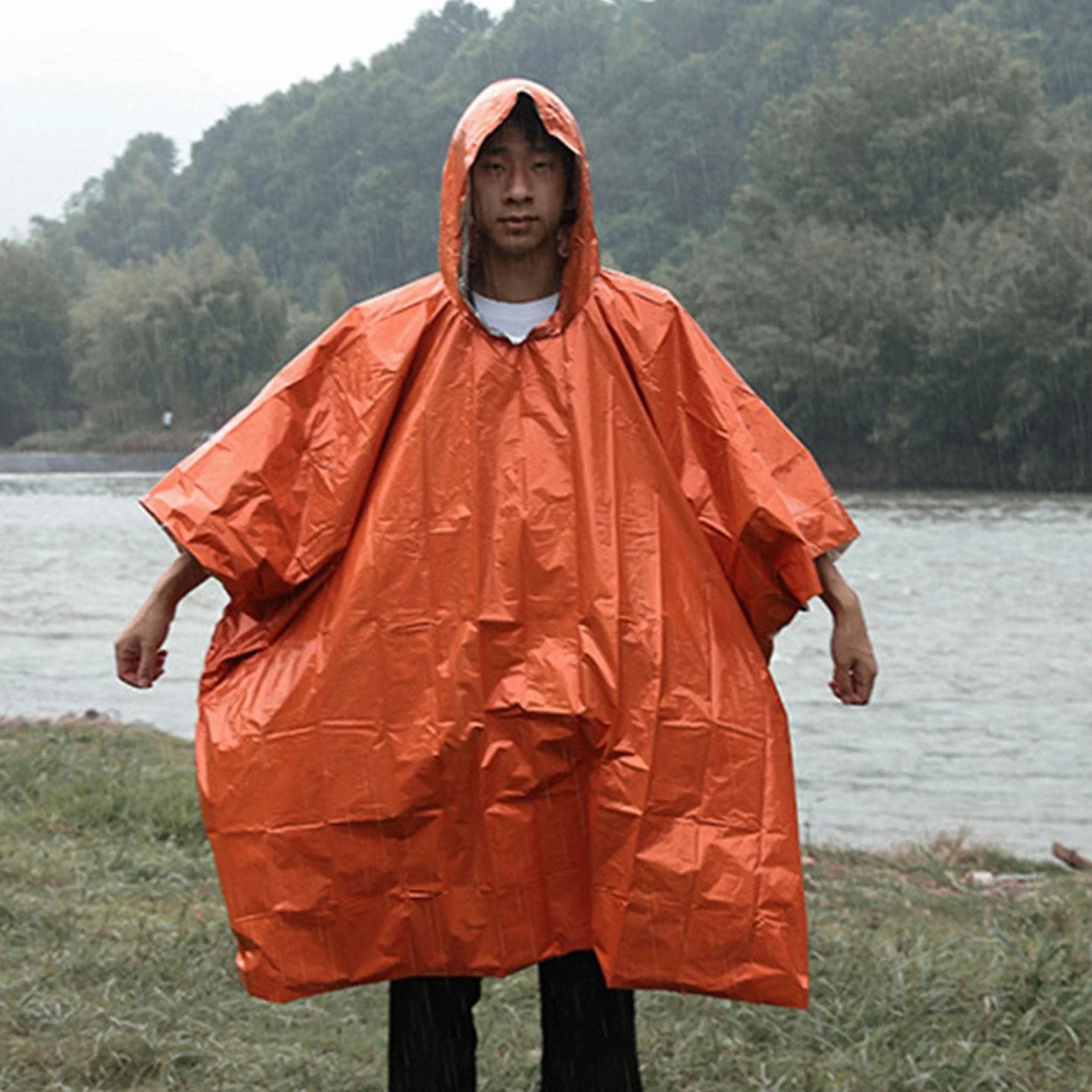 Poncho przeciwdeszczowe dla doros?ych - Peleryna przeciwdeszczowa poncho | Wiatroodporny, odporny rozdarcia p?aszcz przeciwdeszczowy z kieszeni? plecak turystyczny Pomurom