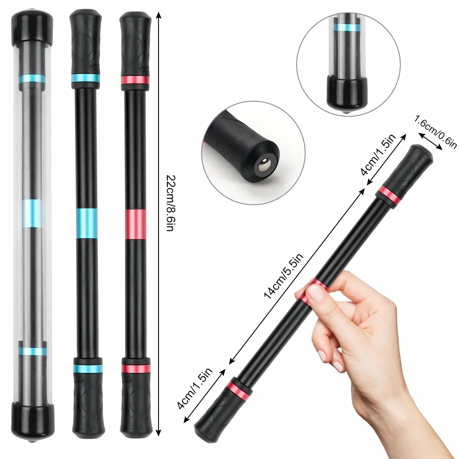 OSDUE Spinning Pen,Rolling Pen do ćwiczeń Palec,antypoślizgowa końcówka pióra antypoślizgowego dla lepszej elastyczności inteligencji