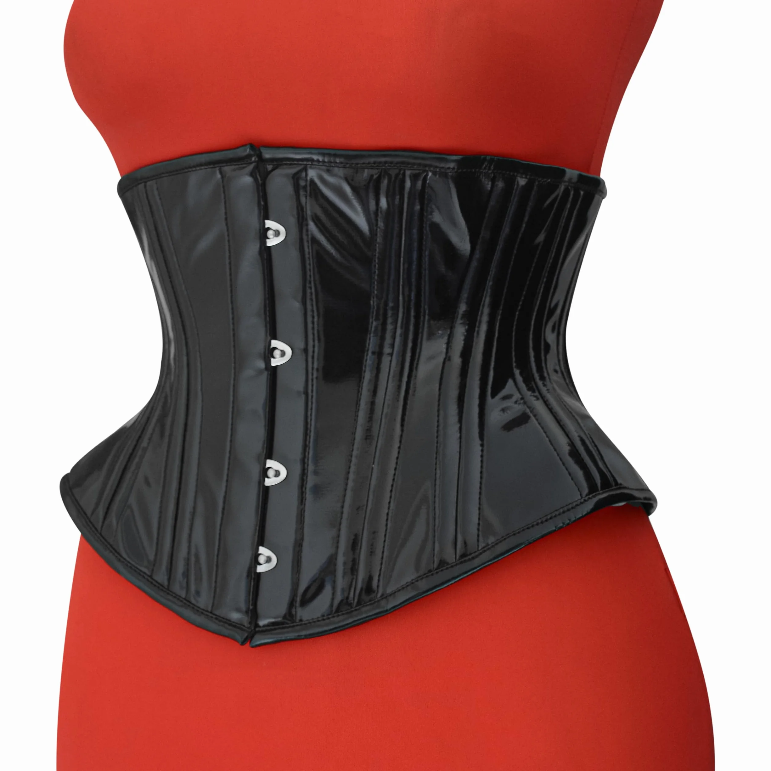 Hourglass Figure Delight: Women's Heavy Duty Double Steel Boned PVC Underbust Corset for Waist Training & Shaping