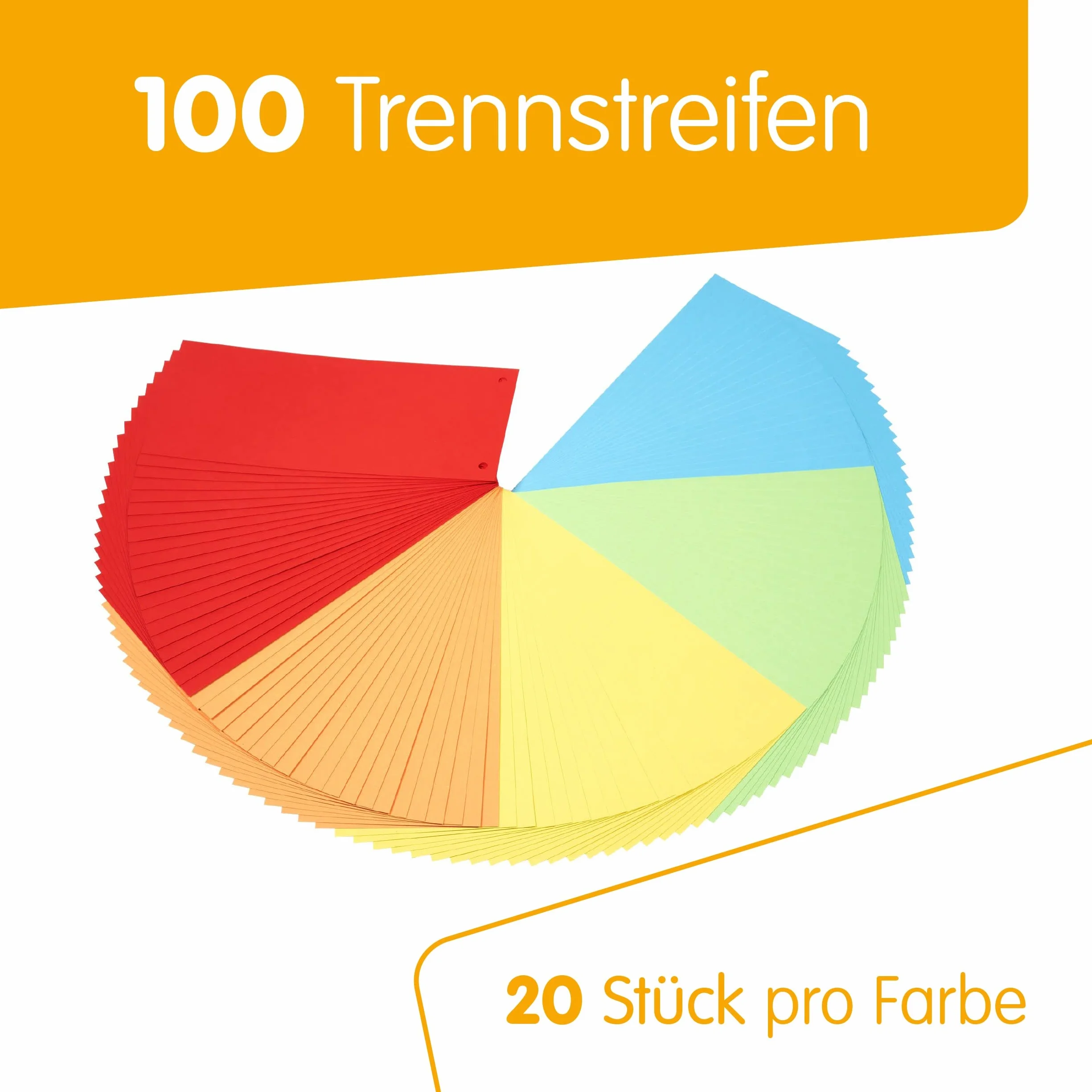 perfect line 100 Przekładki do Segregatora, Kartonowe Przekładki do Segregatorów z Recyklingu, Separatory do Segregatora Made in Germany, Przekładki Wielokolorowe, 5 Kolorów, Dziurkowane
